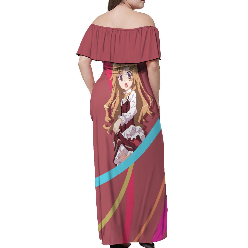 Aisaka Taiga Off Shoulder Maxi Dress Toradora TS04 - The Mazicc - Women - S - Red/White