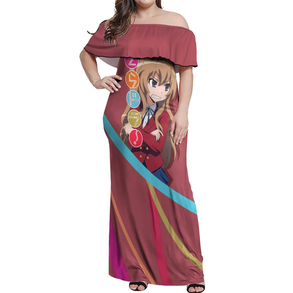 Aisaka Taiga Off Shoulder Maxi Dress Toradora TS04 - The Mazicc - Women - S - Red/White