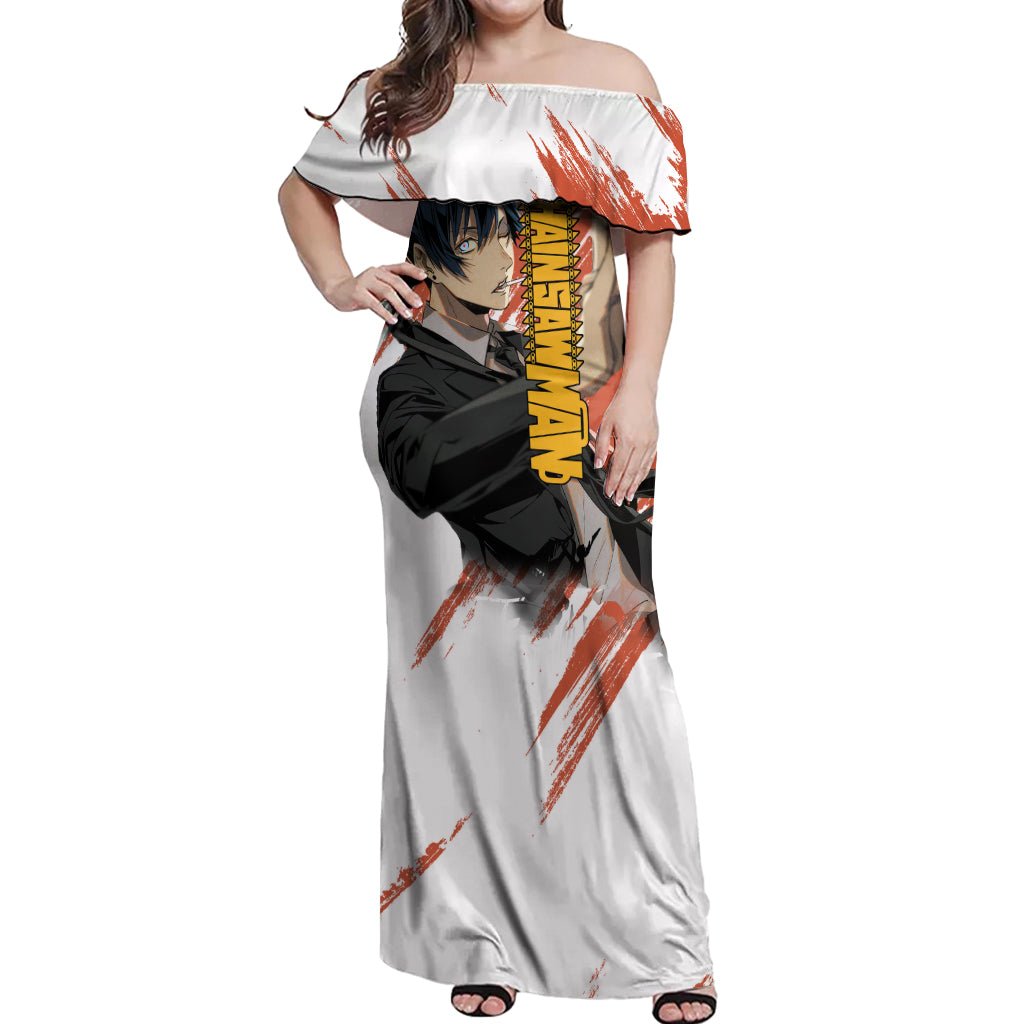 Aki Hayakawa Off Shoulder Maxi Dress Chainsaw Man TS04 - The Mazicc - Women - S - Multicolor