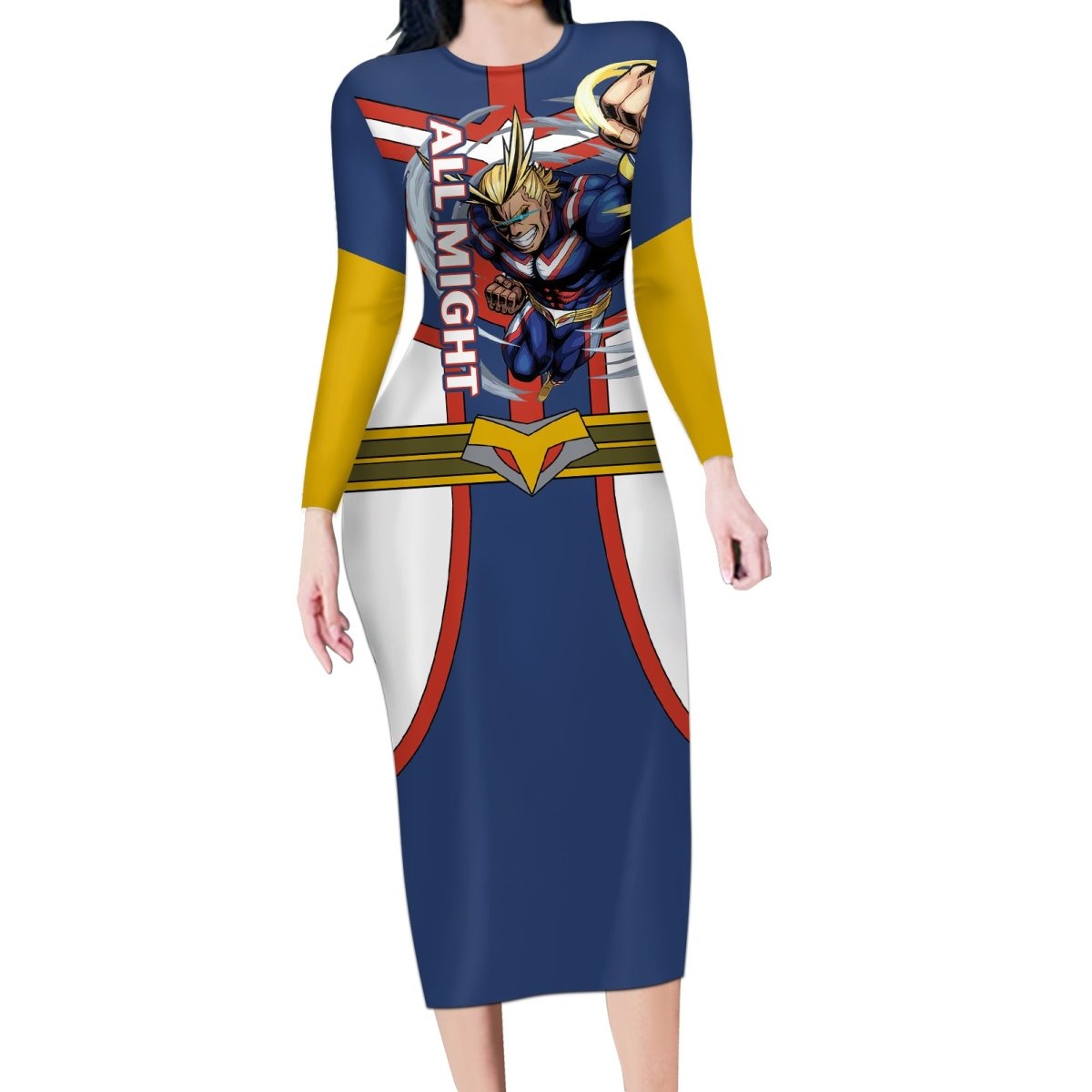 All Might Long Sleeve Bodycon Dress My Hero Academia TS04 - The Mazicc - Long Dress - S - Multicolor