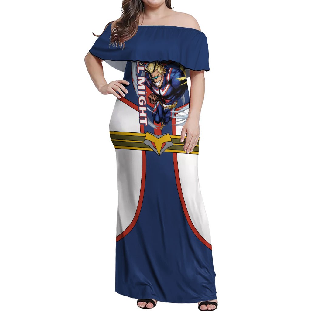 All Might Off Shoulder Maxi Dress My Hero Academia TS04 - The Mazicc - Women - S - Multicolor