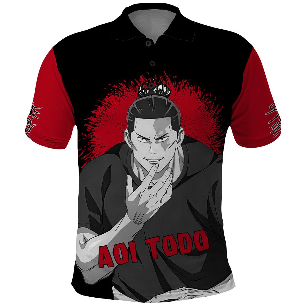 Aoi Todo Polo Shirt Monochrome TS04 - The Mazicc - Adult - S - Black/Red