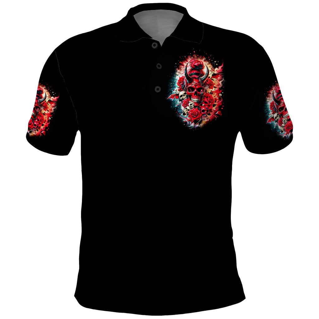 Devil Skull Polo Shirt Stuck Between IDK IDC and IDGAF