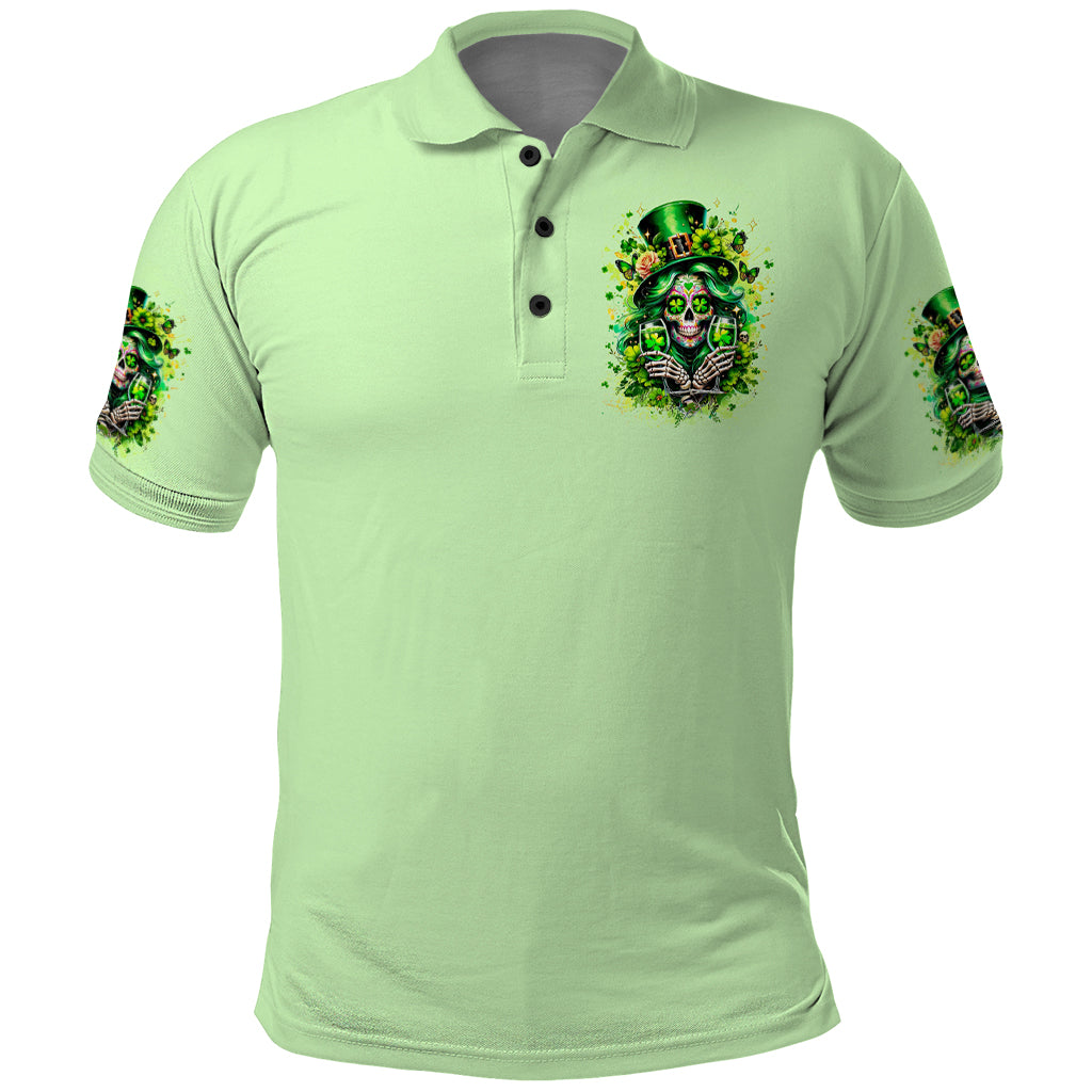 Irish Skull Polo Shirt Drink Up Bitches