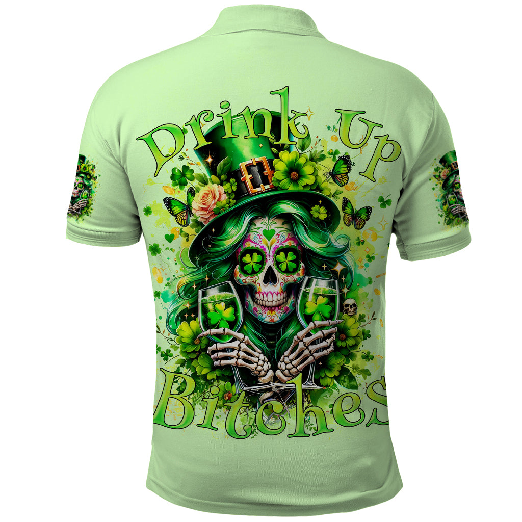 Irish Skull Polo Shirt Drink Up Bitches