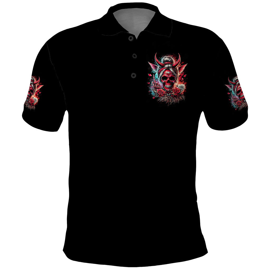 Devil Skull Polo Shirt The Perseon I Afraid Of Is Myself That Fucker Is Crazy