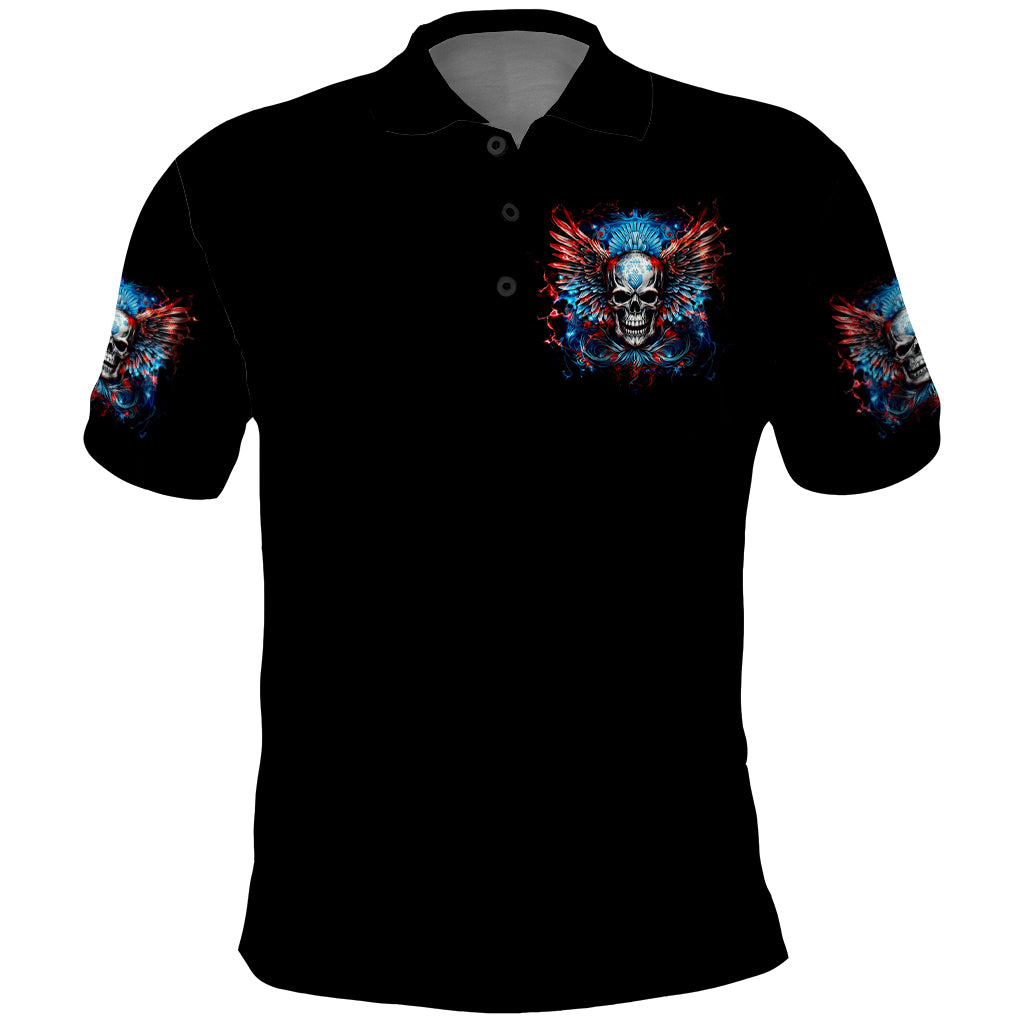 Wings Skull Polo Shirt People Are Asking Me Which Sign I was Born Under I Was Born Under A Warning Sigh
