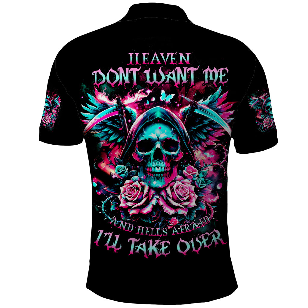 Rose Skull Polo Shirt Heaven Don't Want Me And Hell's Afraid I'll Take Over