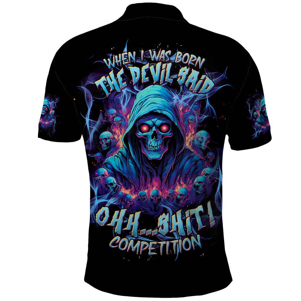 Reaper Skull Polo Shirt When I Was Born The Devil Said Oh Shit Competition