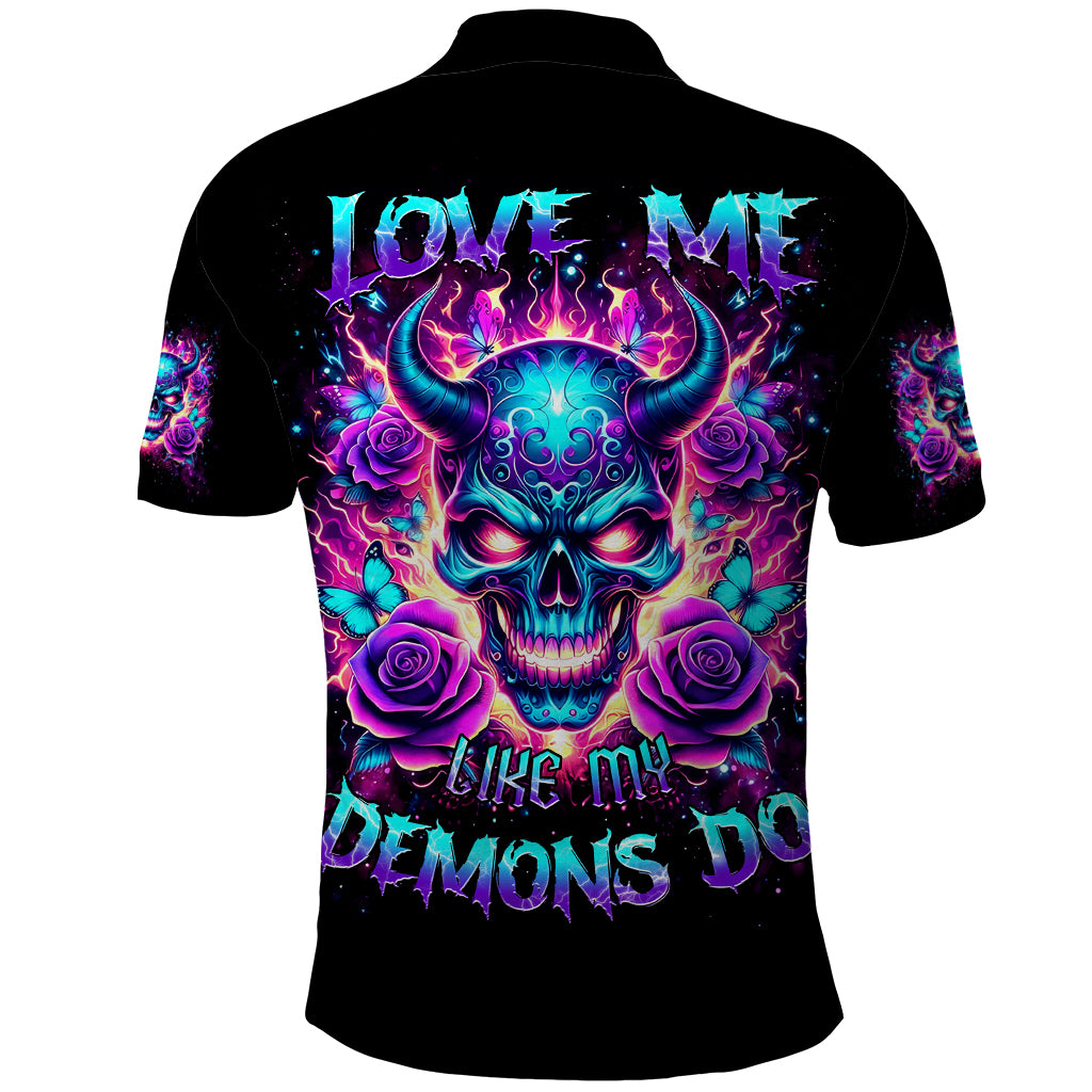 Thunder Skull Polo Shirt Love Me Like My Demons Do