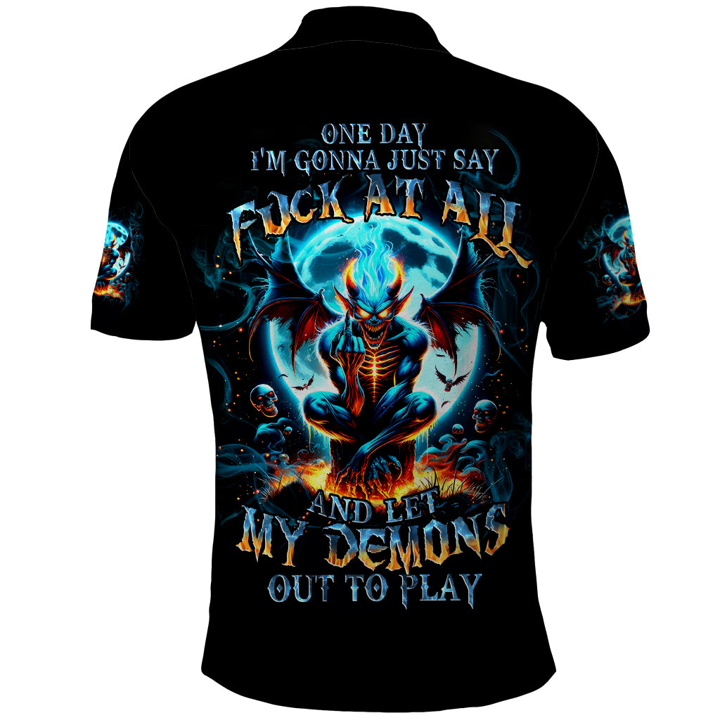 Devil Skull Polo Shirt One Day I'm Gonna Just Say And Let My Demons Out Play
