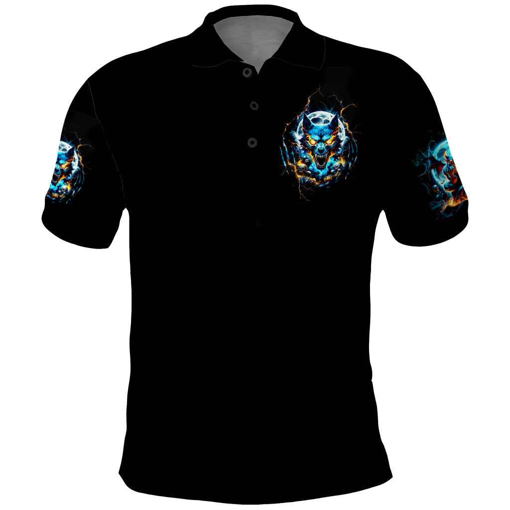 Wolf Skull Polo Shirt Born As Human But Wolft At Heart