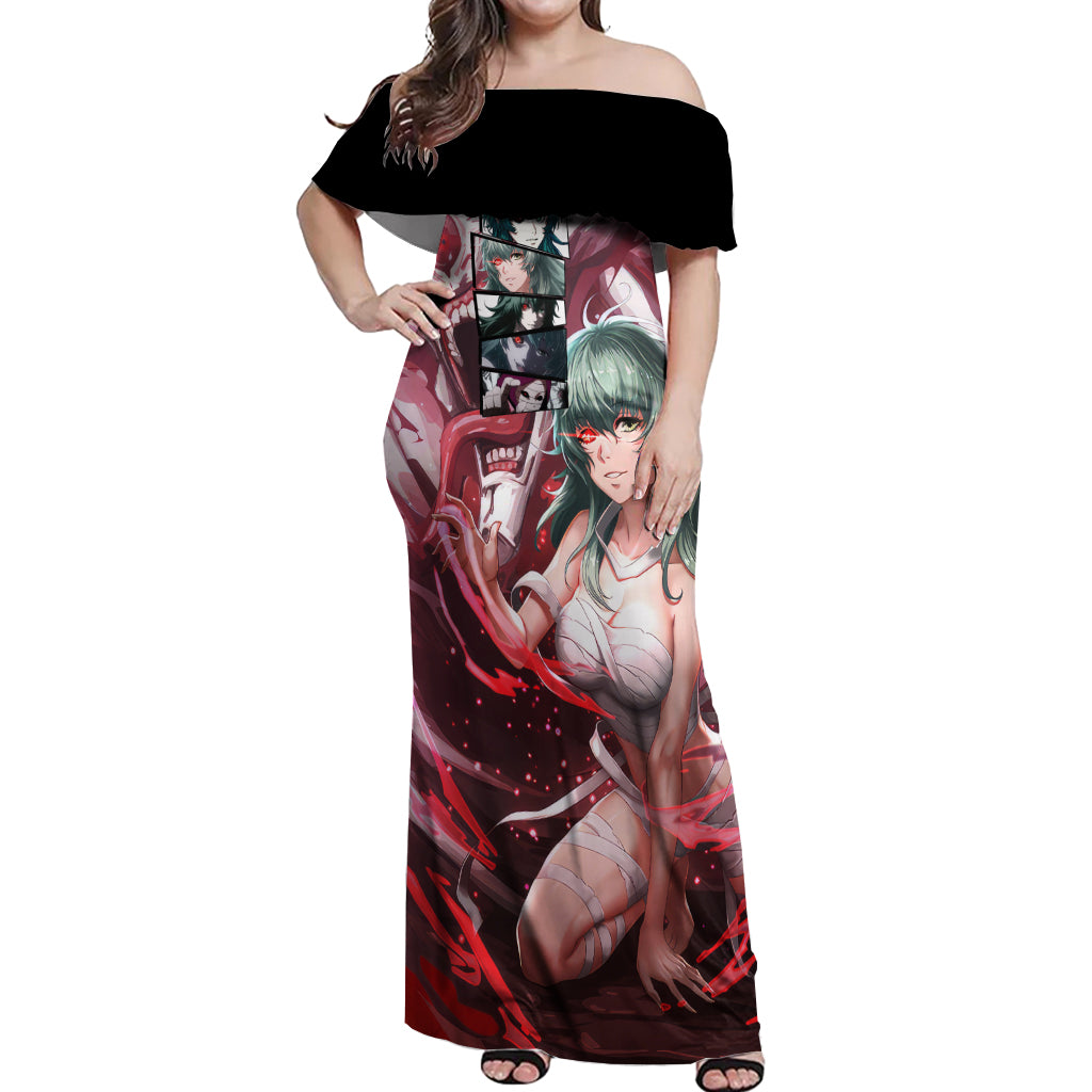Eto Off Shoulder Maxi Dress Tokyo Ghoul
