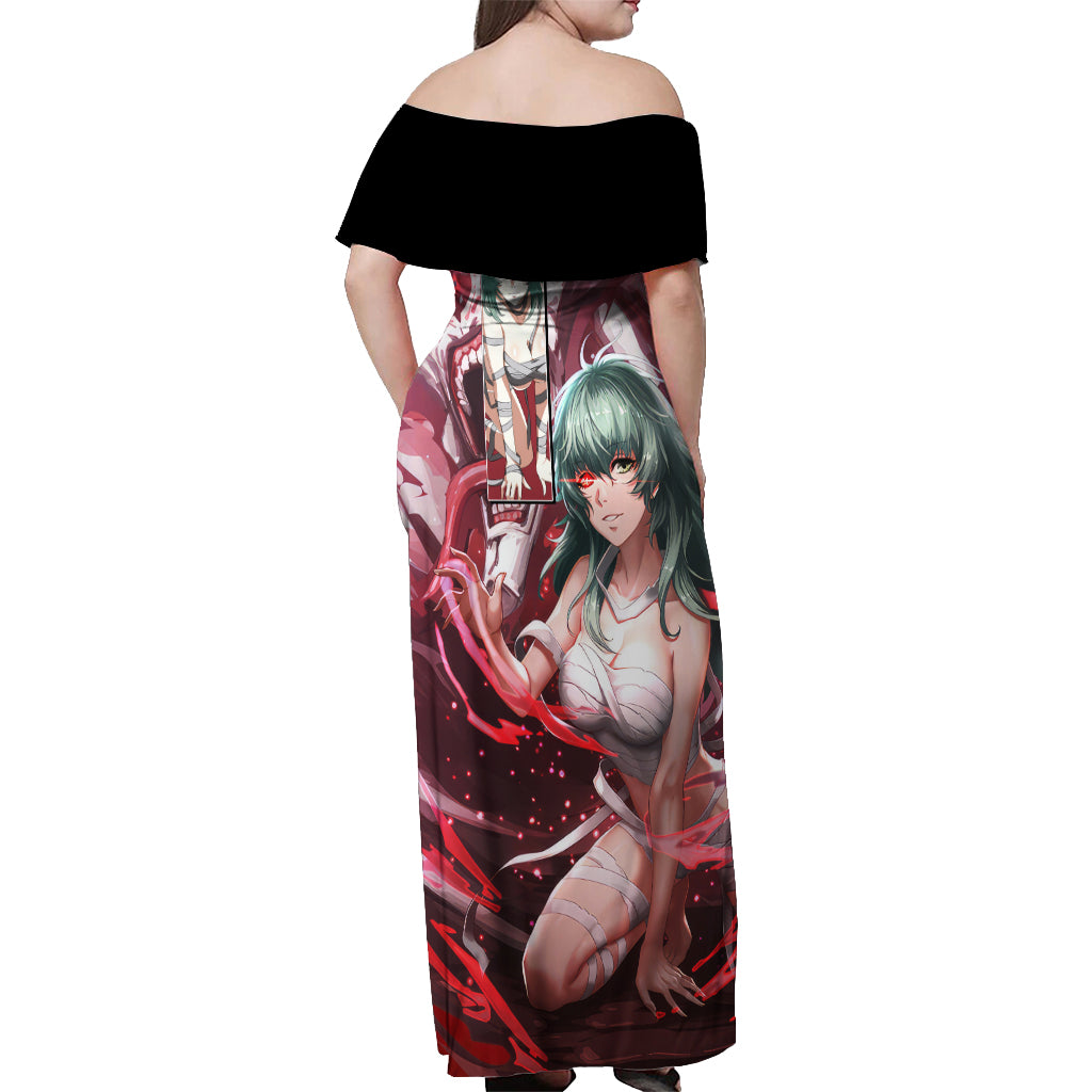Eto Off Shoulder Maxi Dress Tokyo Ghoul