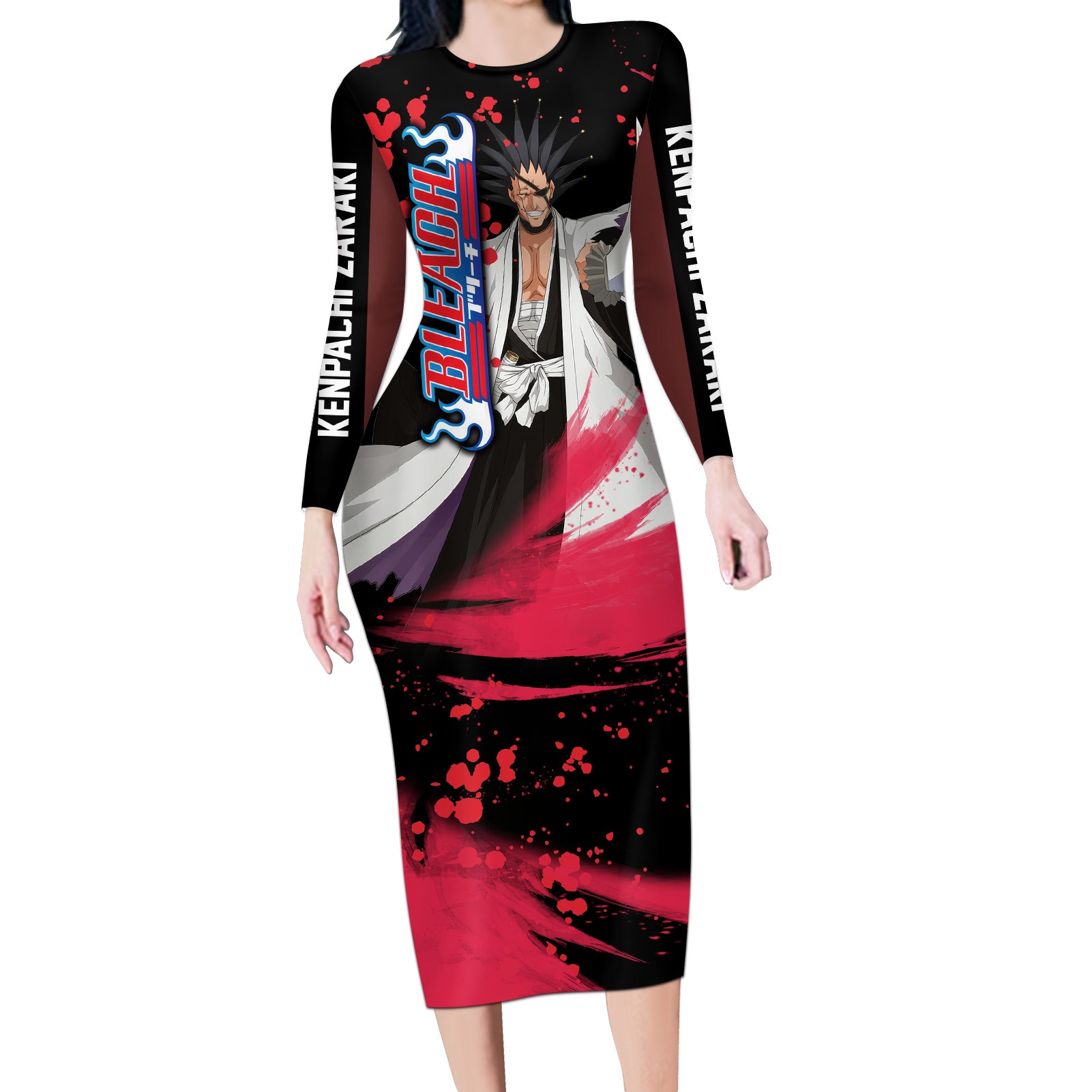 Kenpachi Zaraki Long Sleeve Bodycon Dress Bleach