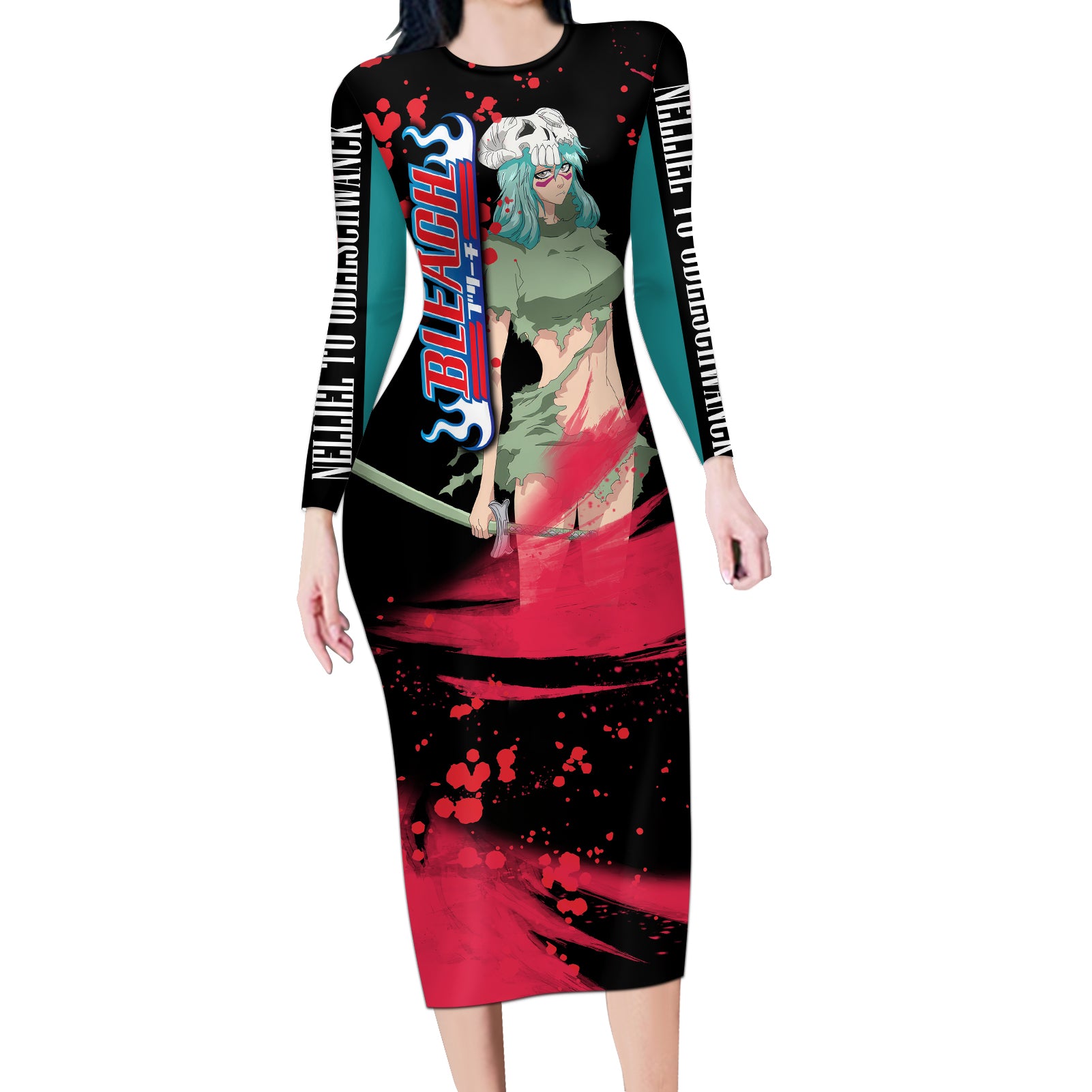 Nelliel Tu Odelschwanck Nel Tu Long Sleeve Bodycon Dress Bleach