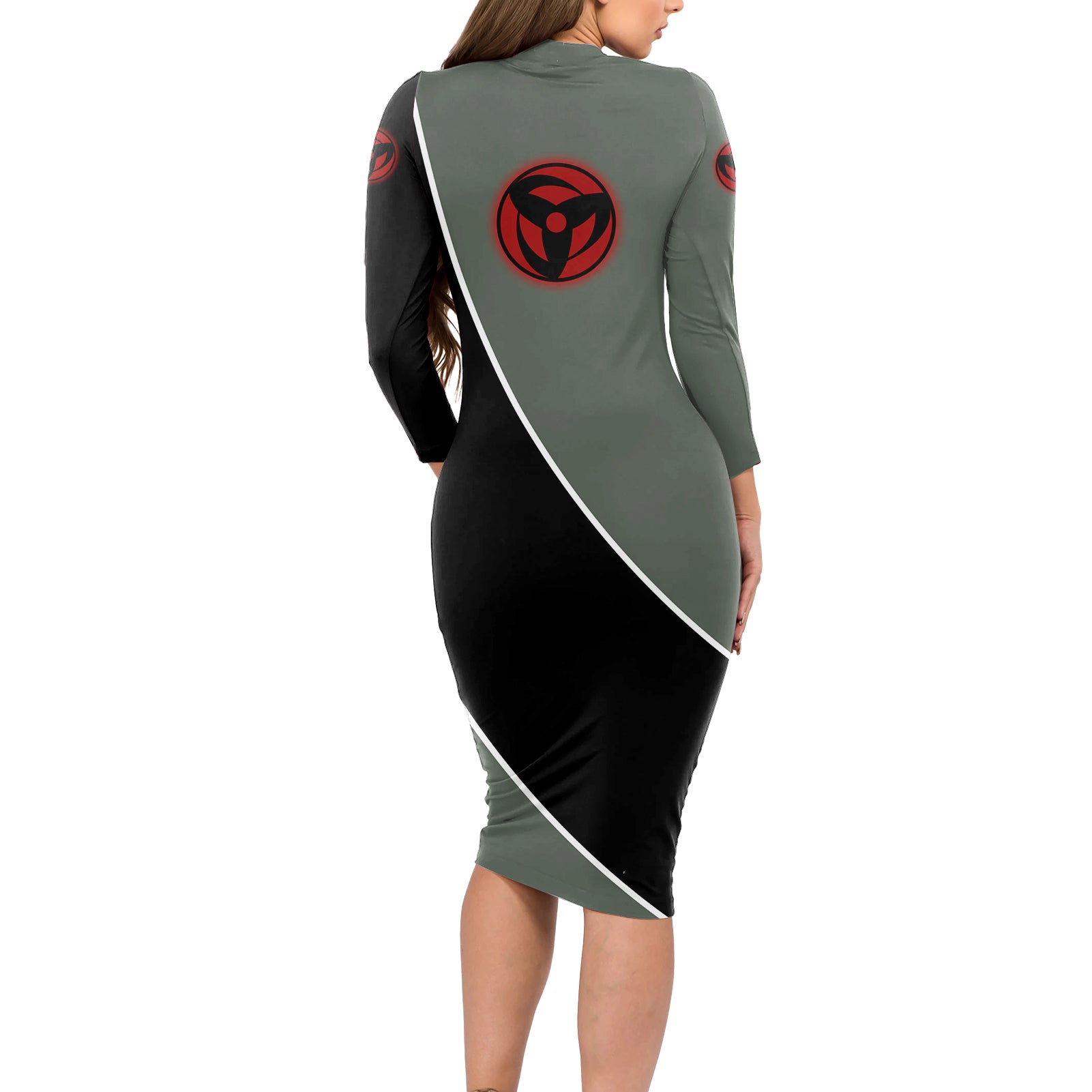 Kakashi - Naruto Long Sleeve Bodycon Dress Anime Mix Manga Style
