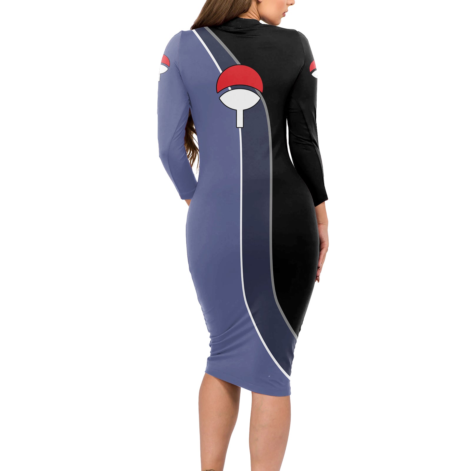 Sasuke - Naruto Long Sleeve Bodycon Dress Anime Mix Manga Style