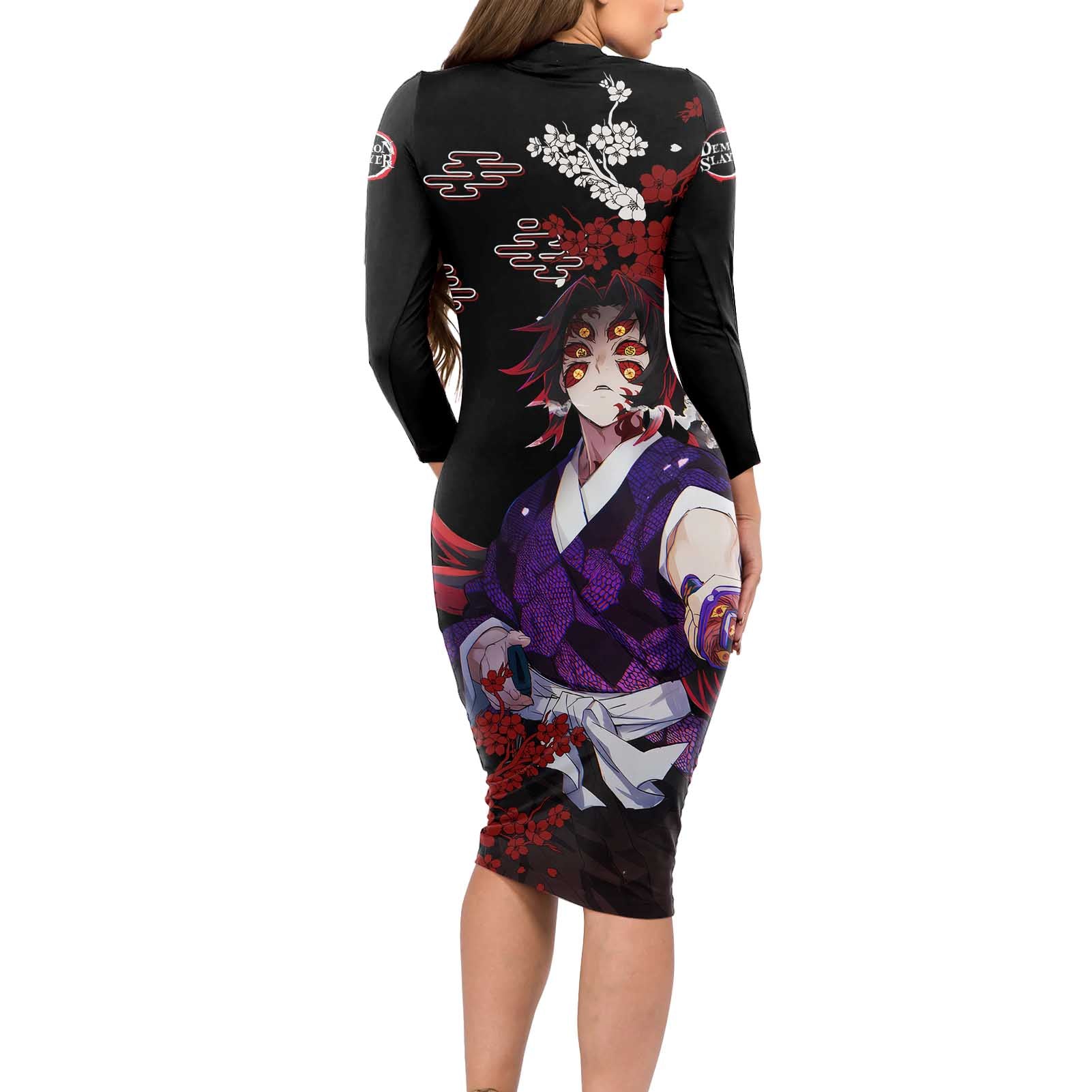 Kokushibo - Demon Slayer Long Sleeve Bodycon Dress Anime Japan Style