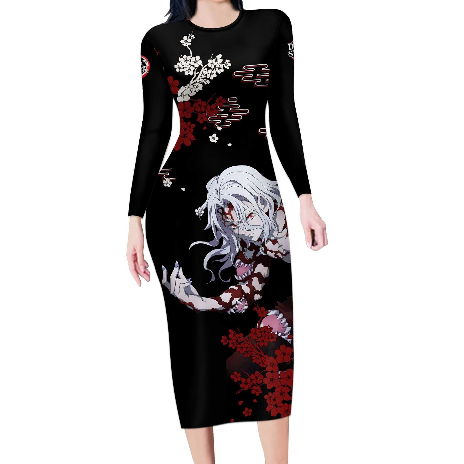 Muzan Kibutsuji - Demon Slayer Long Sleeve Bodycon Dress Anime Japan Style