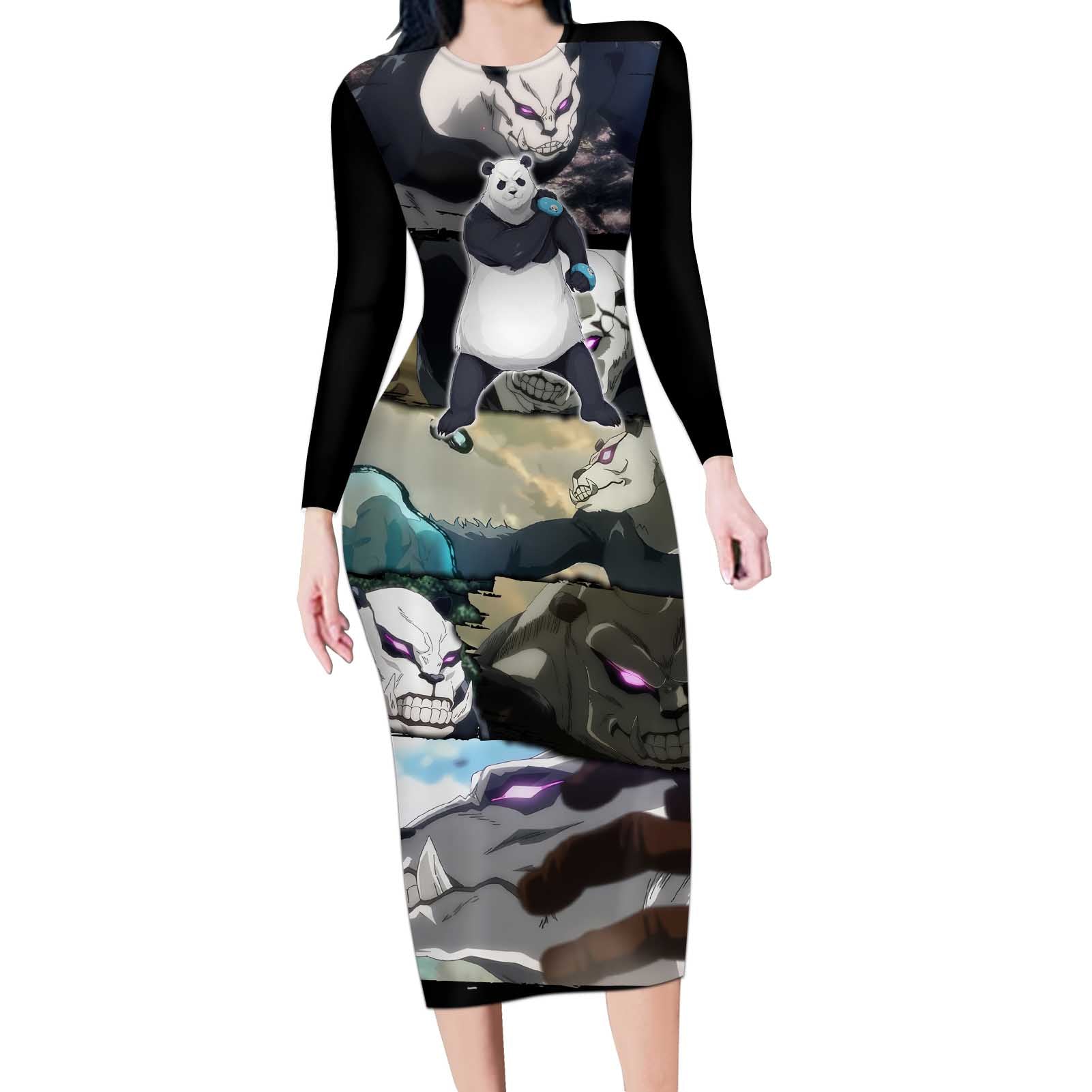 Panda - Jujutsu Kaisen Long Sleeve Bodycon Dress Anime Style