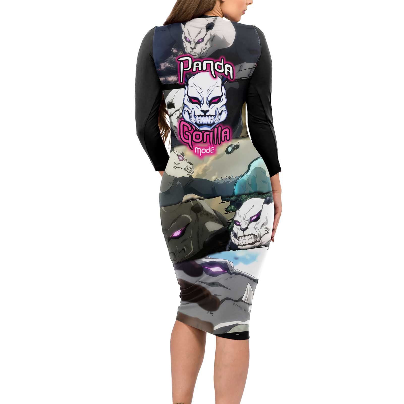 Panda - Jujutsu Kaisen Long Sleeve Bodycon Dress Anime Style