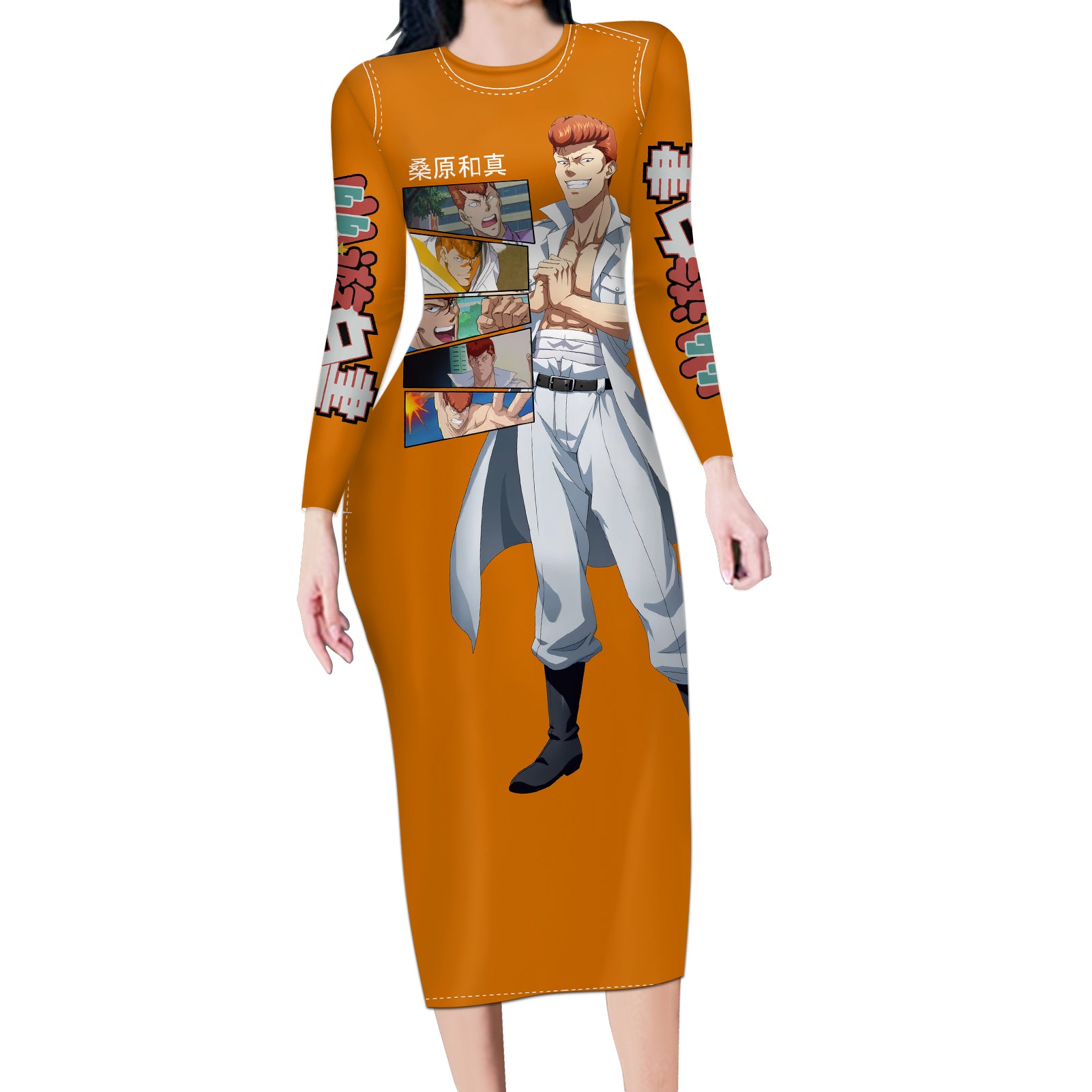 Kazuma Kuwabara Long Sleeve Bodycon Dress YuYu Hakusho