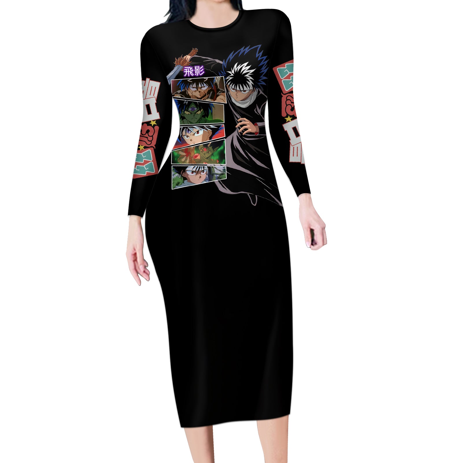 Hiei Long Sleeve Bodycon Dress YuYu Hakusho