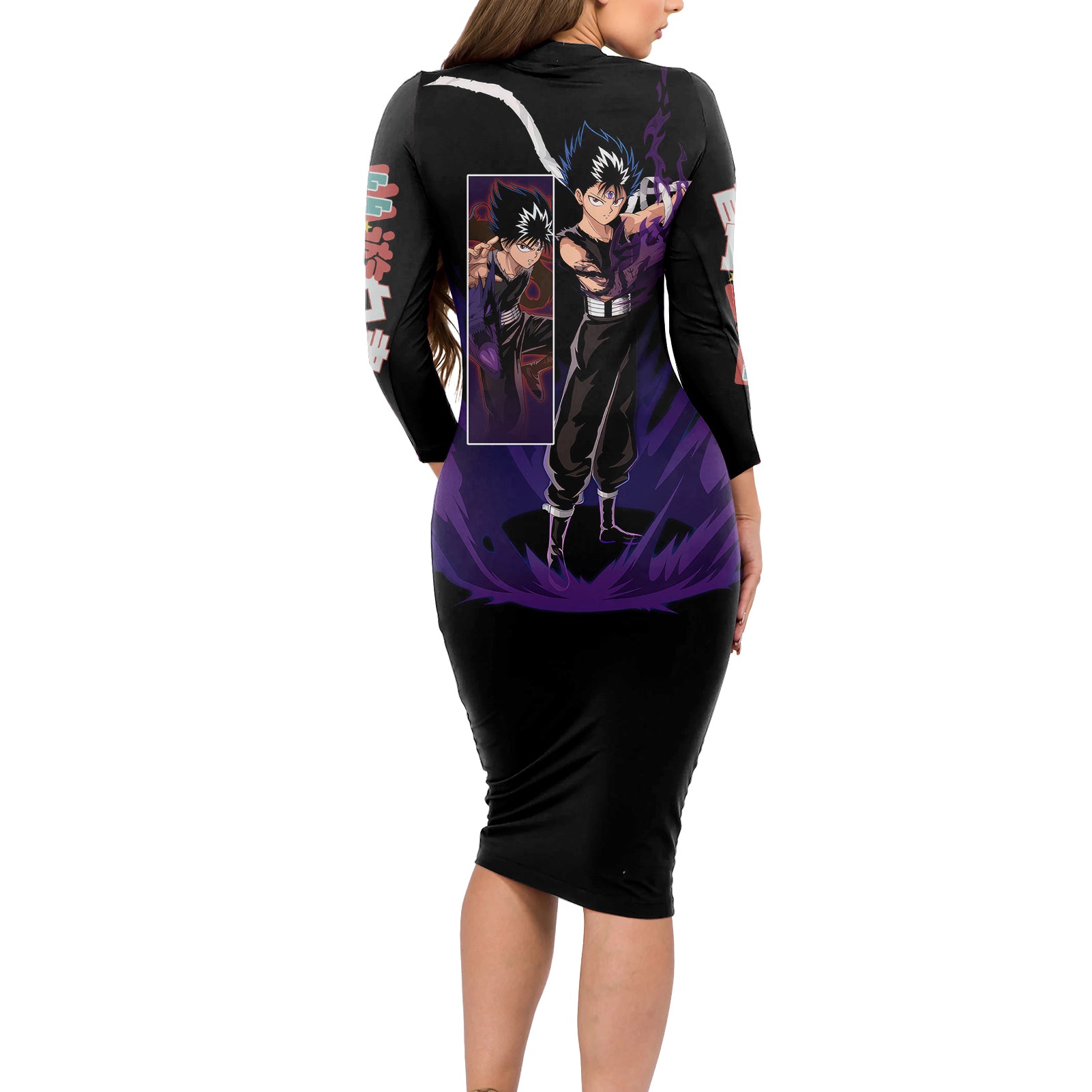 Hiei Long Sleeve Bodycon Dress YuYu Hakusho