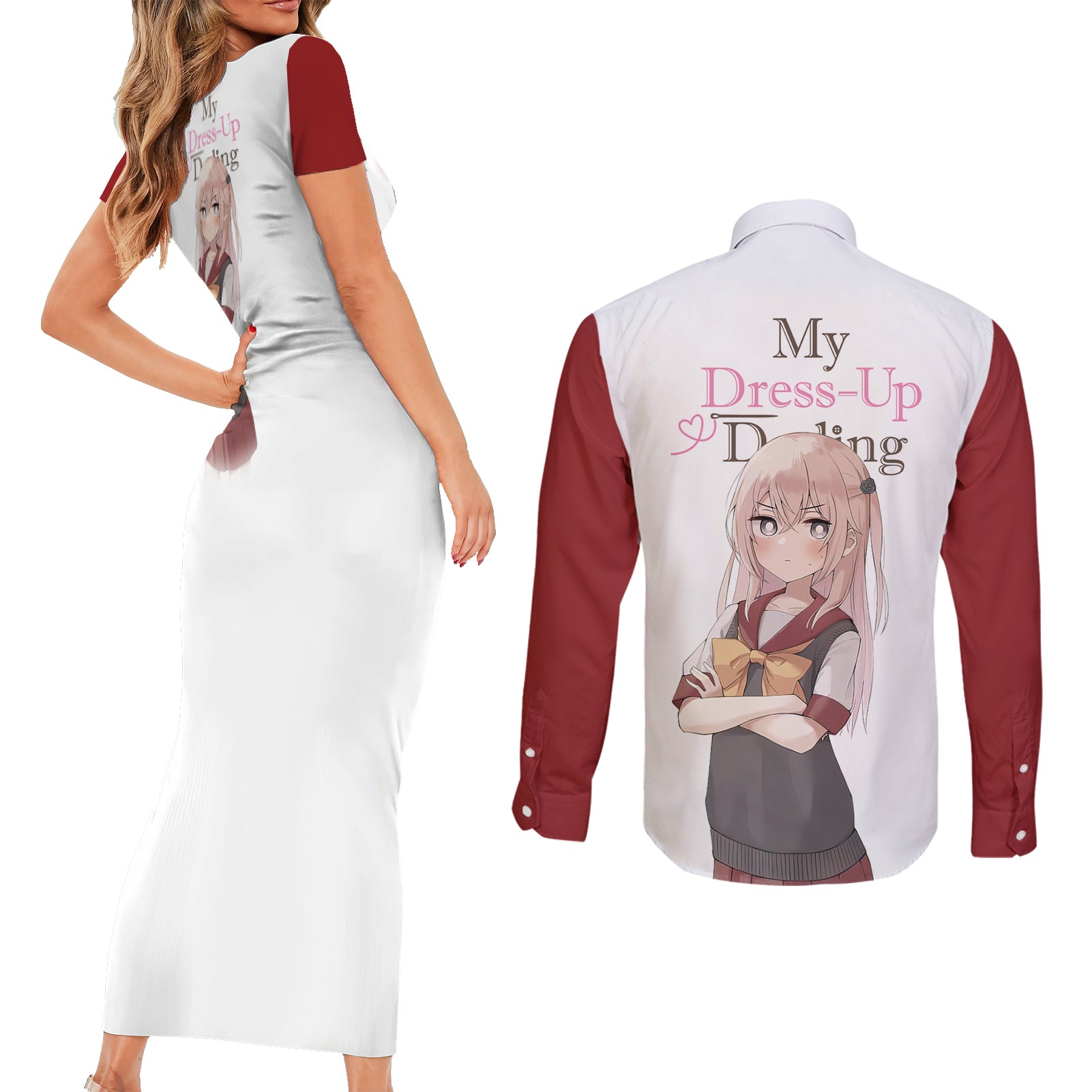 Sajuna Inui Couples Matching Short Sleeve Bodycon Dress and Long Sleeve Button Shirt Mashiroiro Symphony