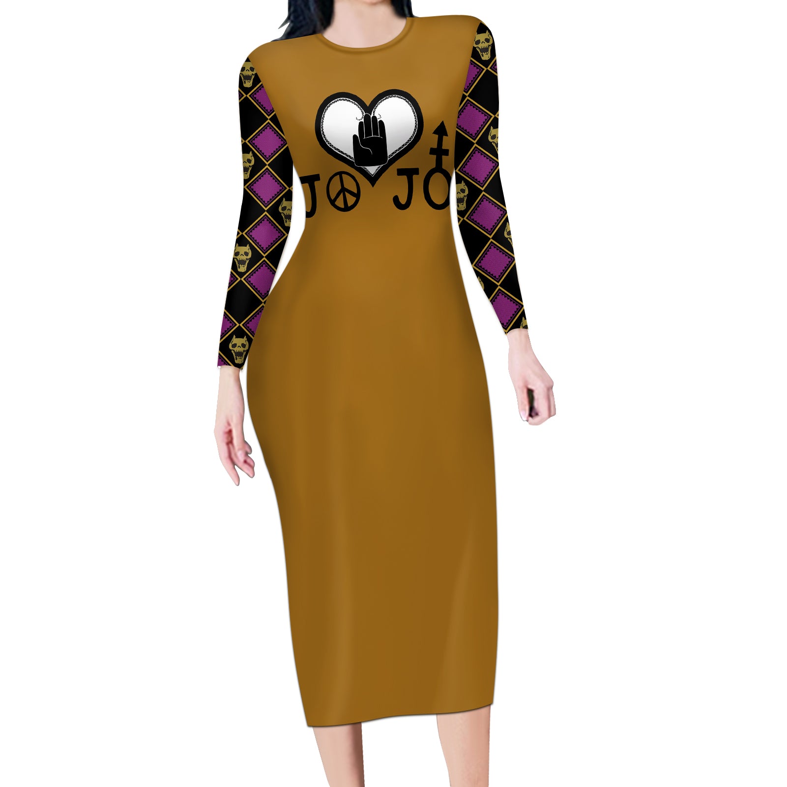 JJBA Symbols Long Sleeve Bodycon Dress JJBAs