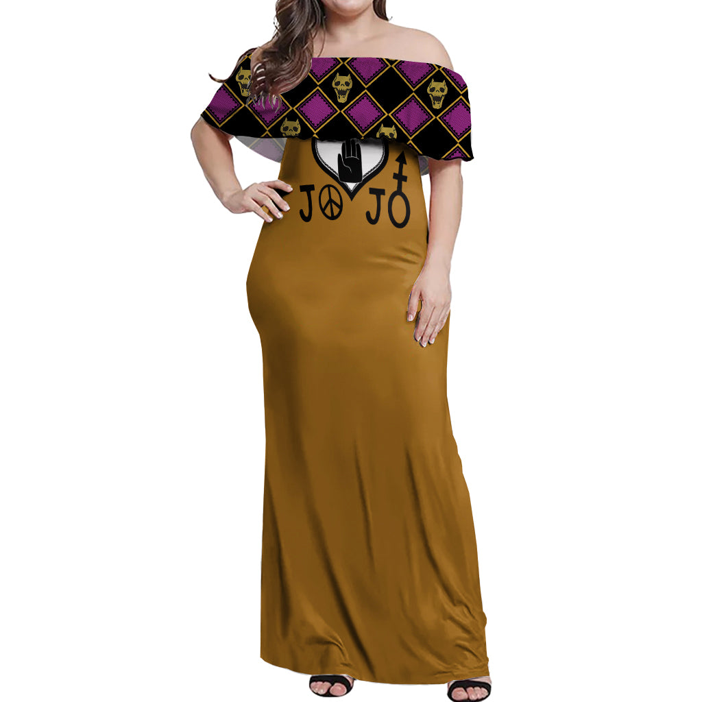 JJBA Symbols Off Shoulder Maxi Dress JJBAs