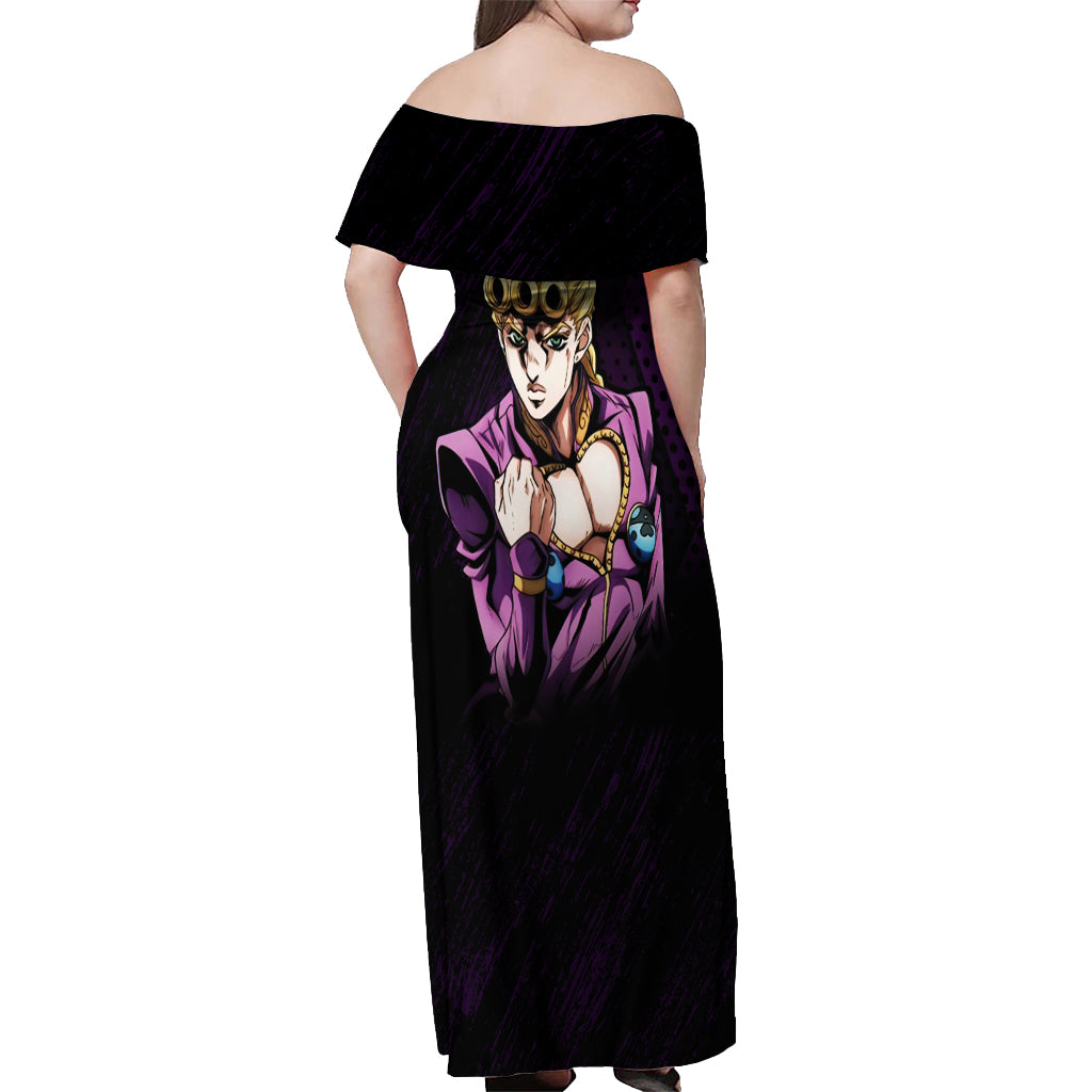 Giorno Giovanna Off Shoulder Maxi Dress JJBAs Anime Style