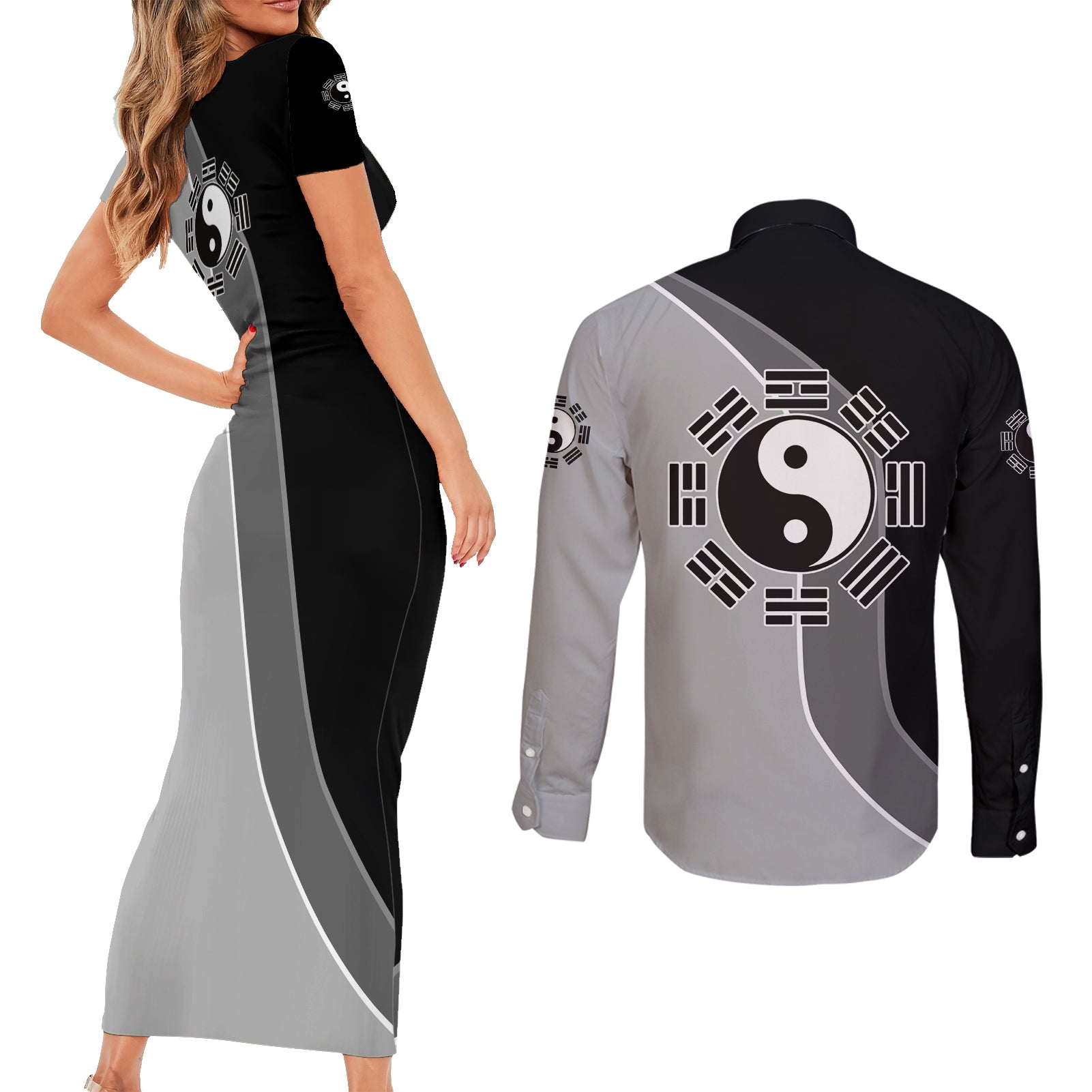 Neji Hyuga - Naruto Couples Matching Short Sleeve Bodycon Dress and Long Sleeve Button Shirt Anime Mix Manga Style