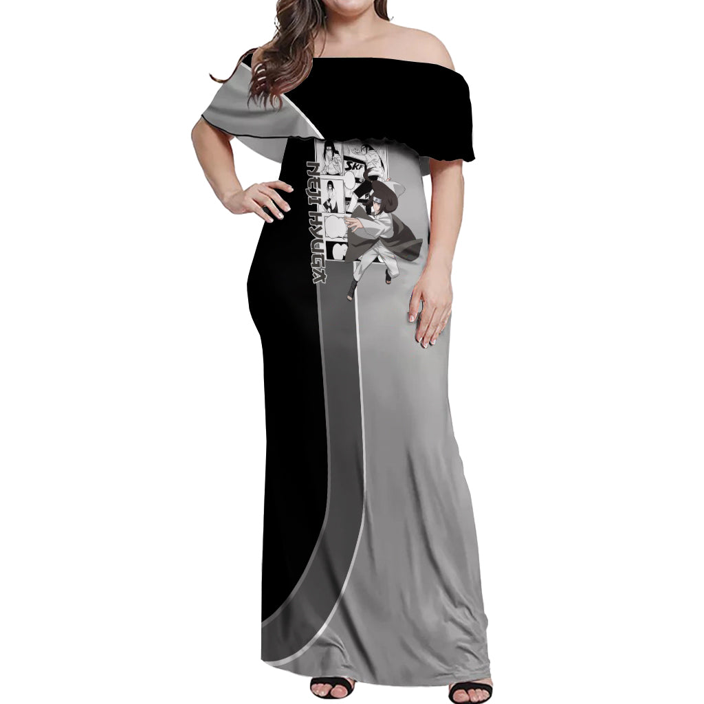 Neji Hyuga - Naruto Off Shoulder Maxi Dress Anime Mix Manga Style