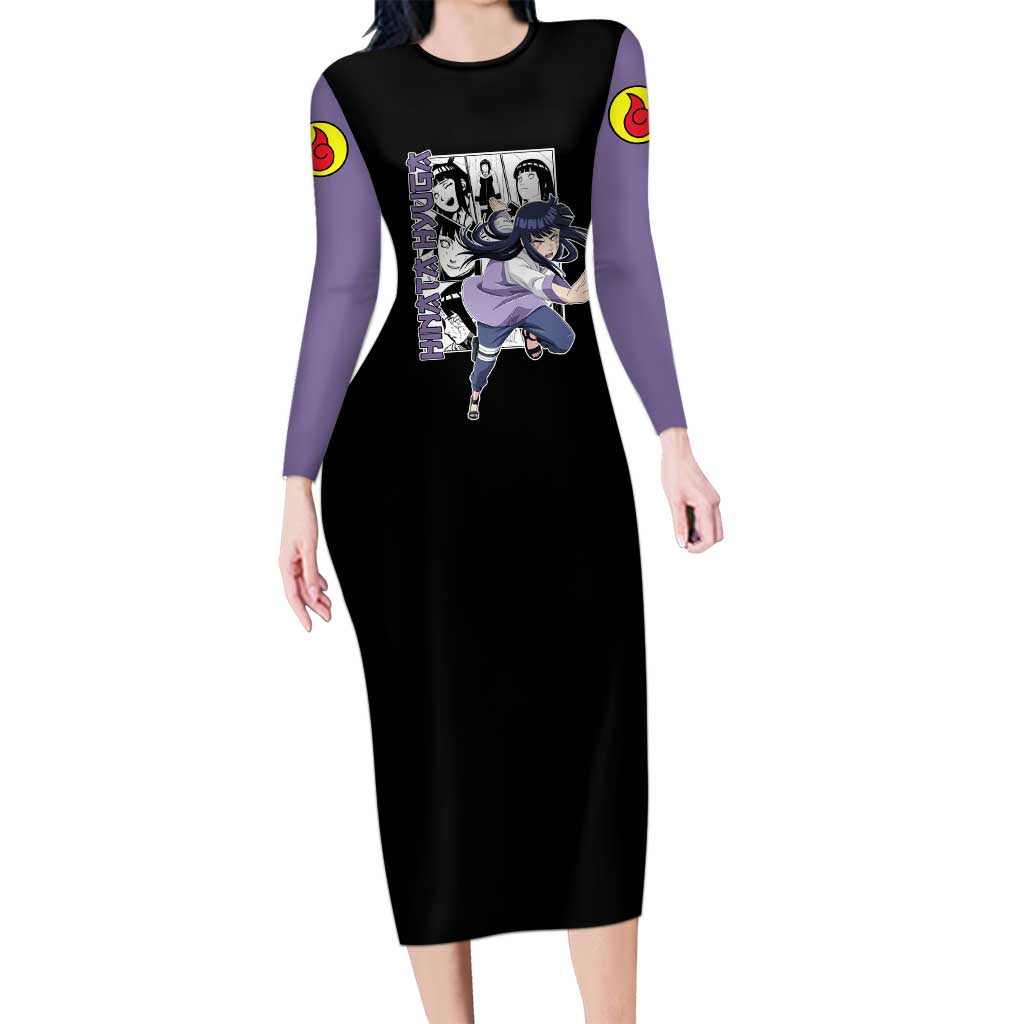 Hinata Hyuga - Naruto Long Sleeve Bodycon Dress Anime Mix Manga Style