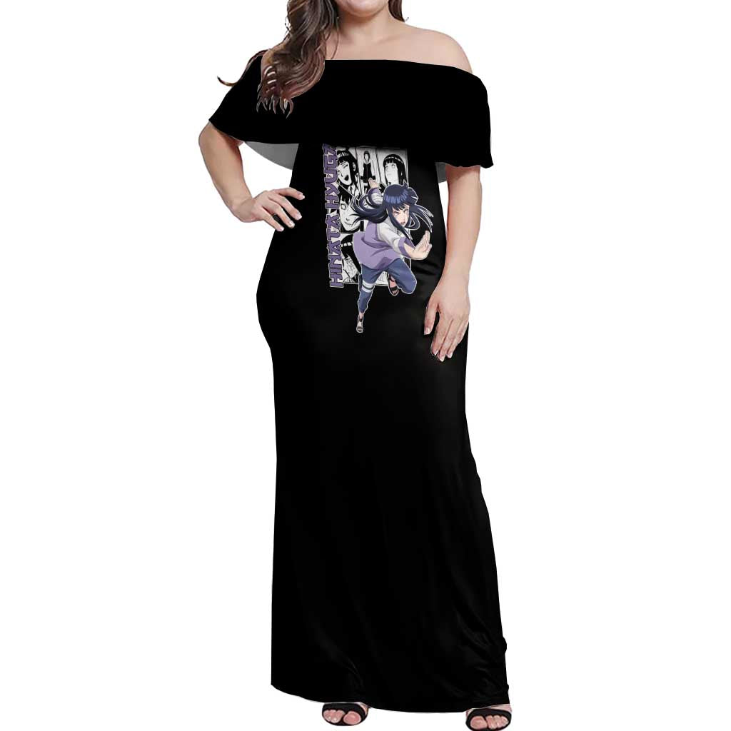 Hinata Hyuga - Naruto Off Shoulder Maxi Dress Anime Mix Manga Style