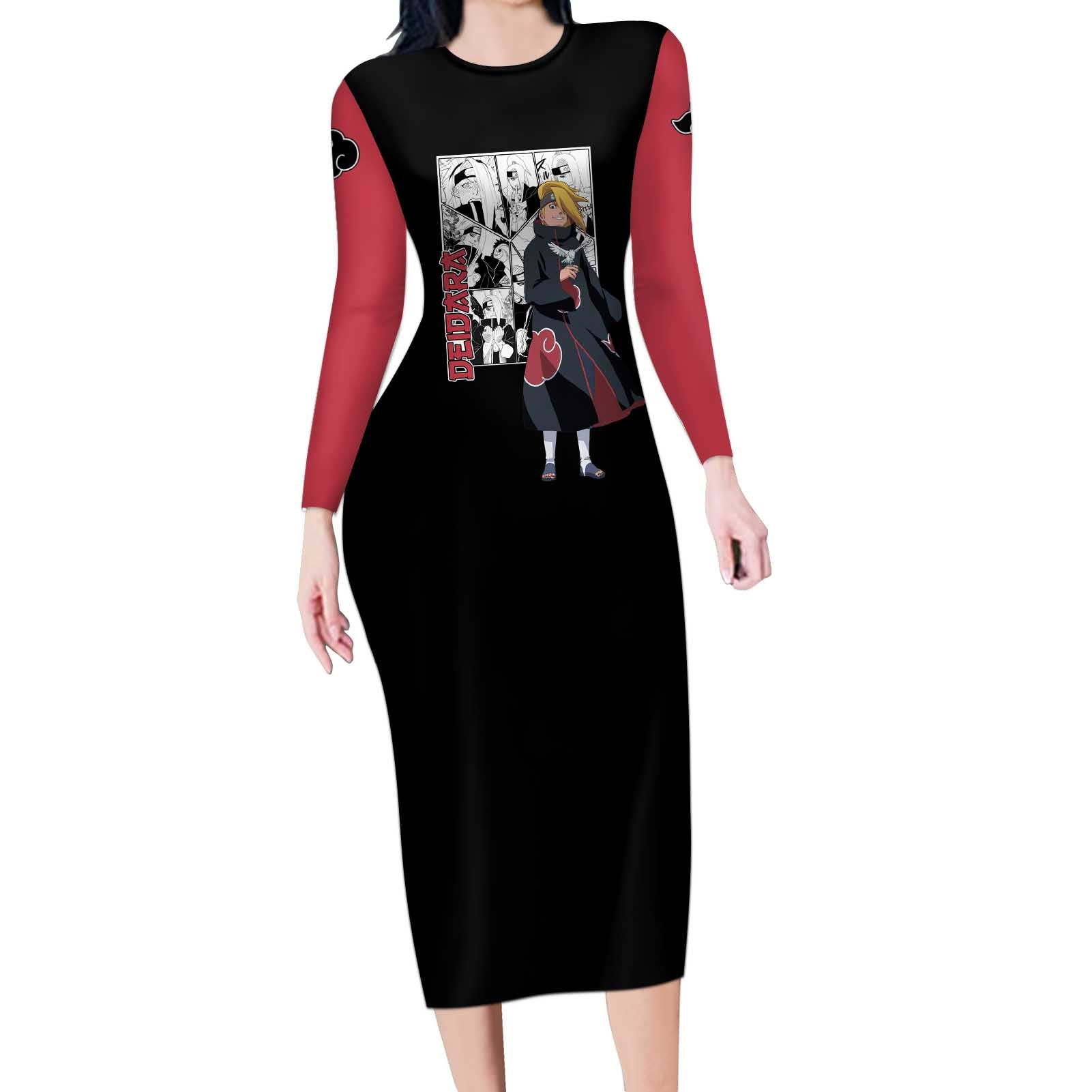 Deidara - Naruto Long Sleeve Bodycon Dress Anime Mix Manga Style