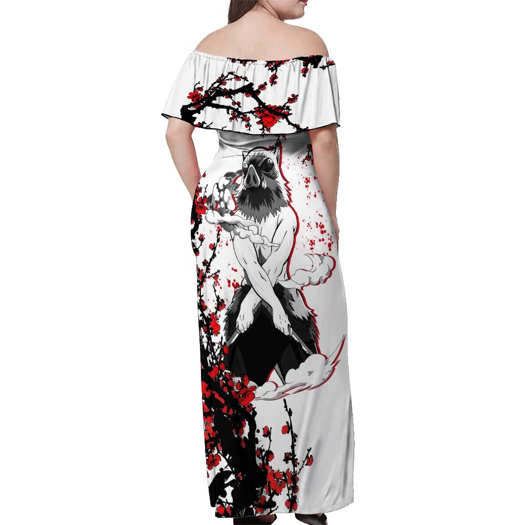 Inosuke Hashibira - Demon Slayer Off Shoulder Maxi Dress Anime Japan Style