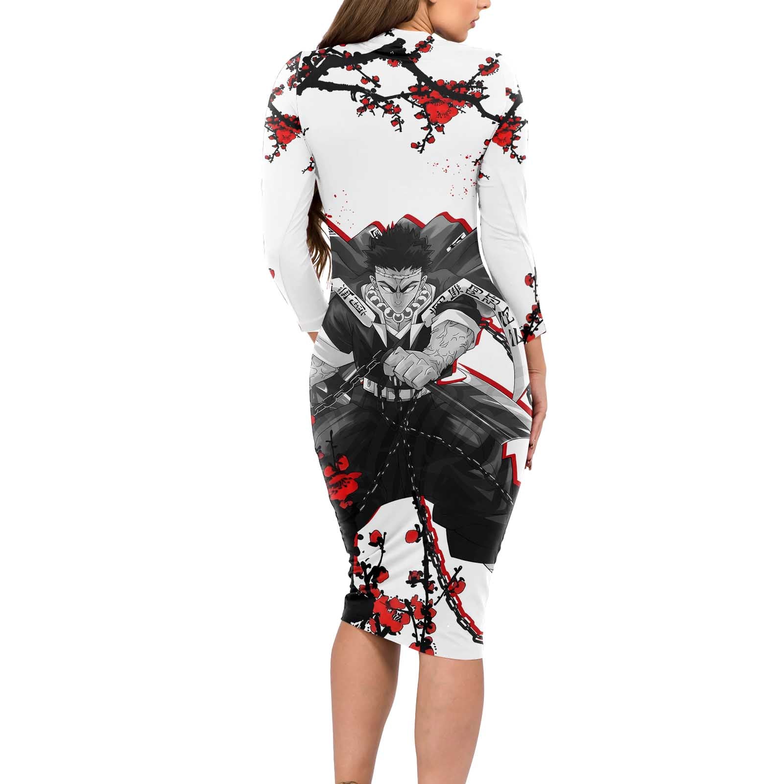 Gyomei Himejima - Demon Slayer Long Sleeve Bodycon Dress Anime Japan Style