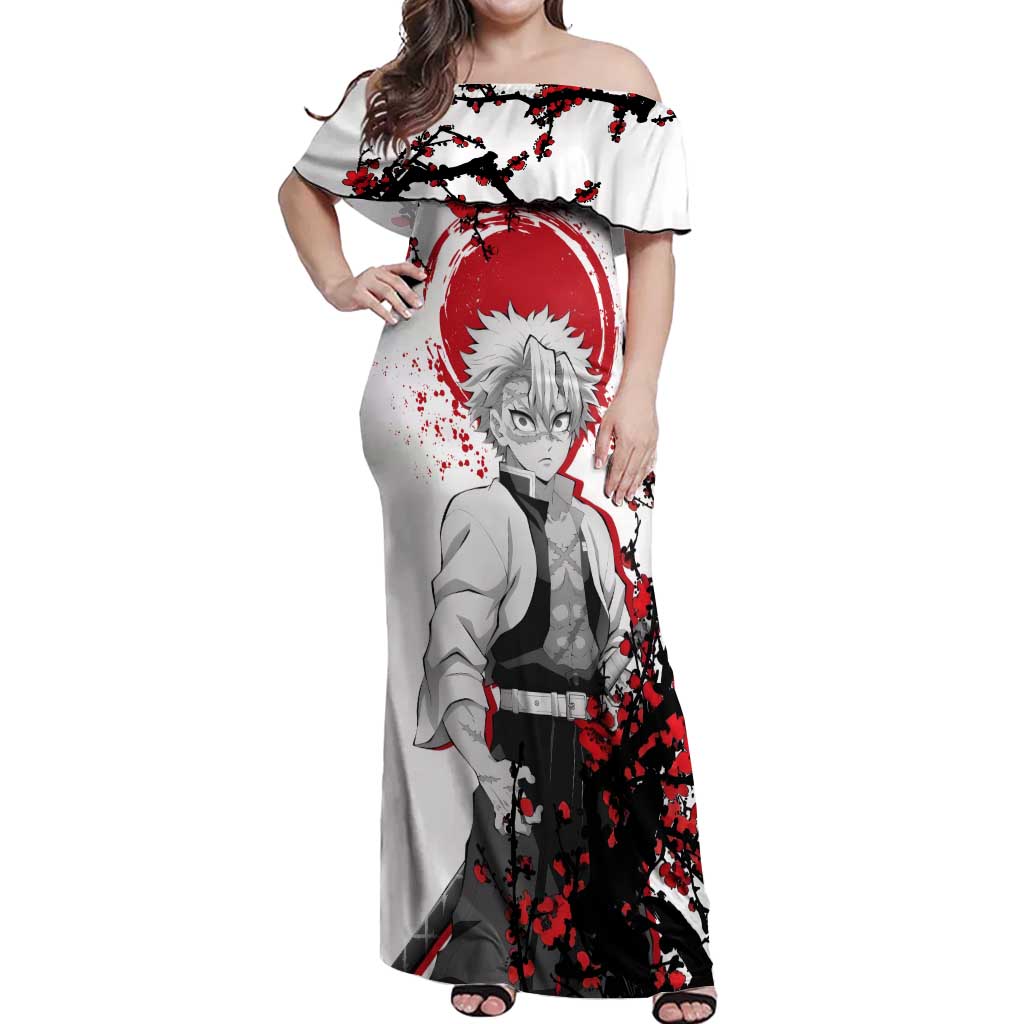 Sanemi Shinazugawa - Demon Slayer Off Shoulder Maxi Dress Anime Japan Style