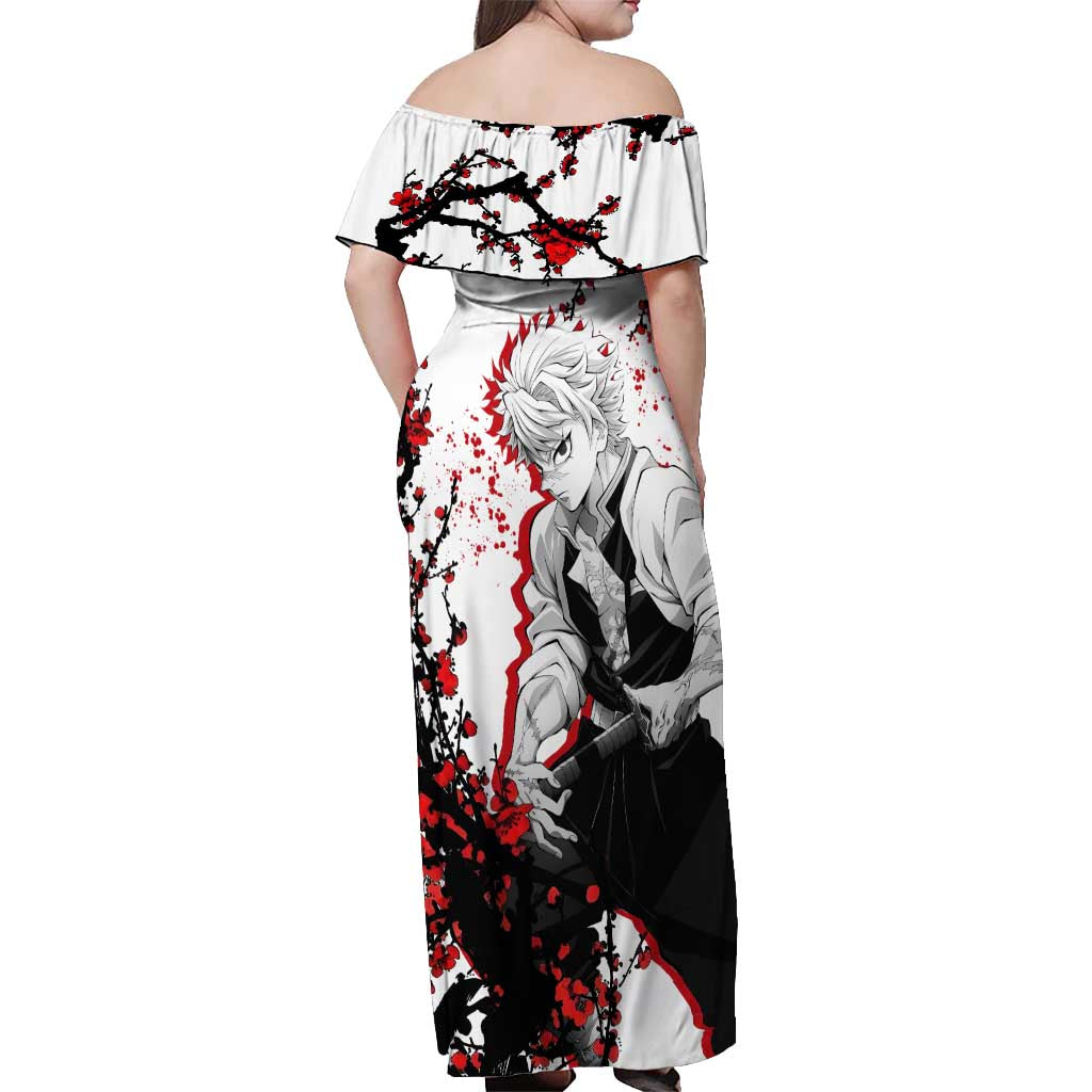 Sanemi Shinazugawa - Demon Slayer Off Shoulder Maxi Dress Anime Japan Style