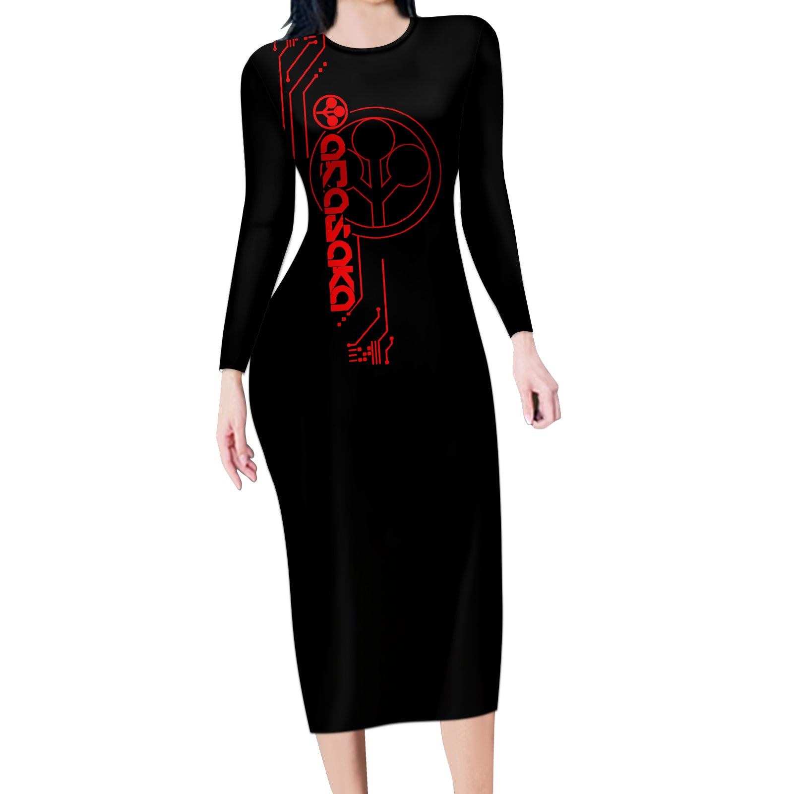 Arasaka Academy Long Sleeve Bodycon Dress Cyberpunk
