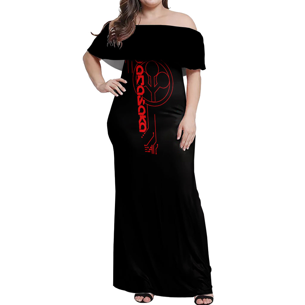 Arasaka Academy Off Shoulder Maxi Dress Cyberpunk