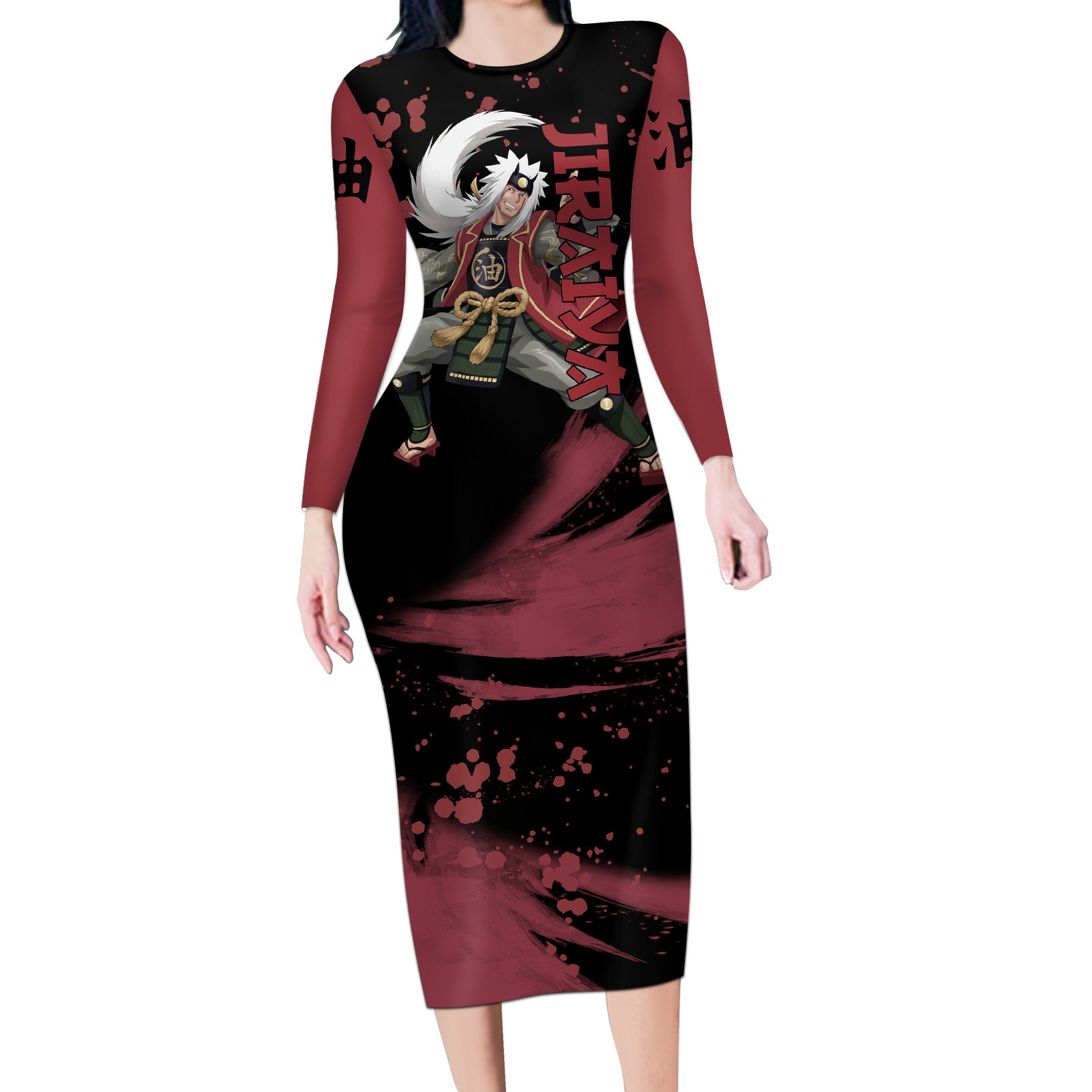Jiraiya Long Sleeve Bodycon Dress Naruto