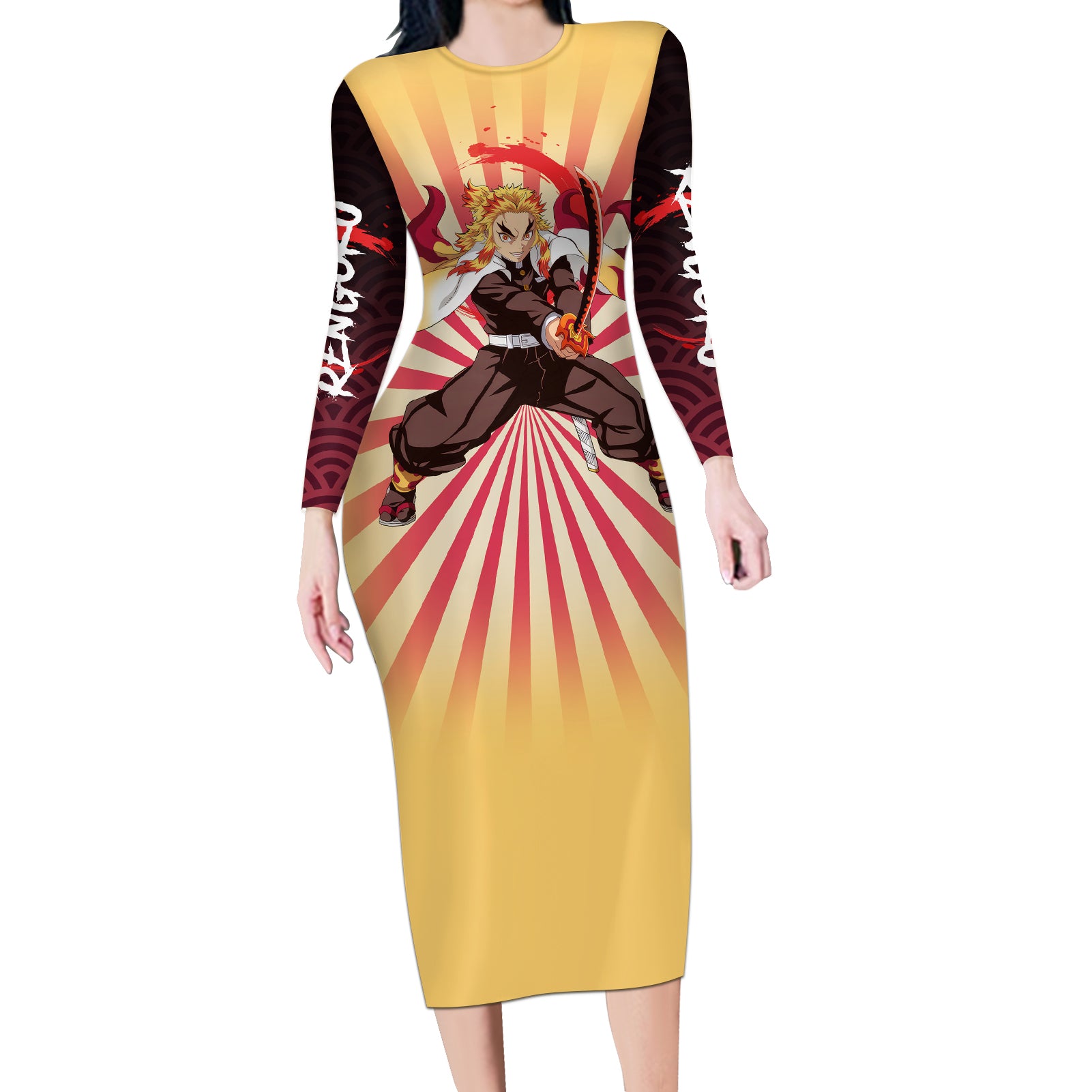 Rengoku Long Sleeve Bodycon Dress Demon Slayer