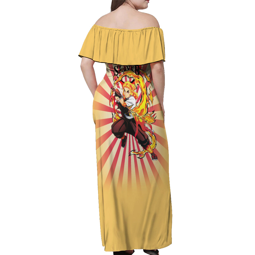 Rengoku Off Shoulder Maxi Dress Demon Slayer