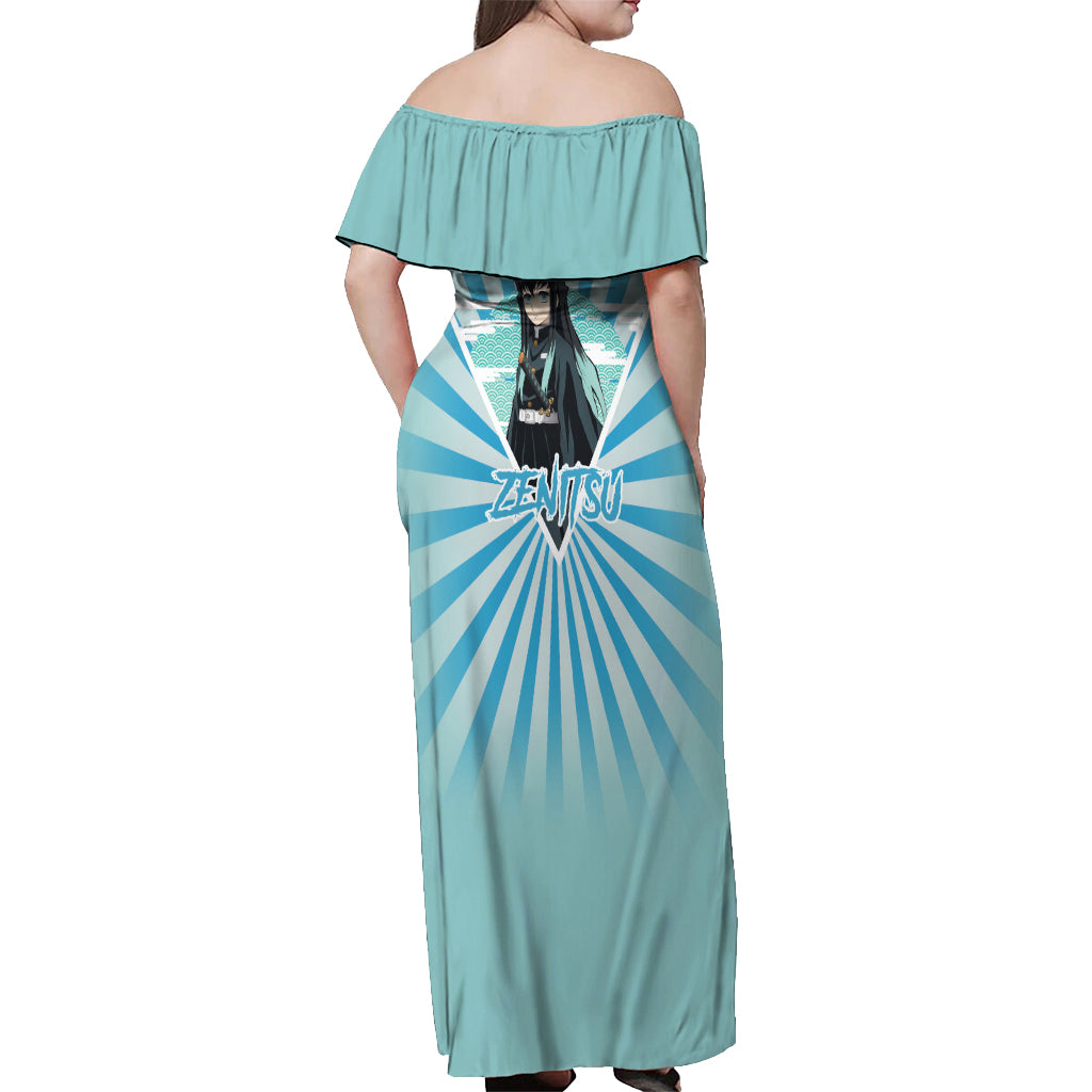 Muichiro Tokito Off Shoulder Maxi Dress Demon Slayer