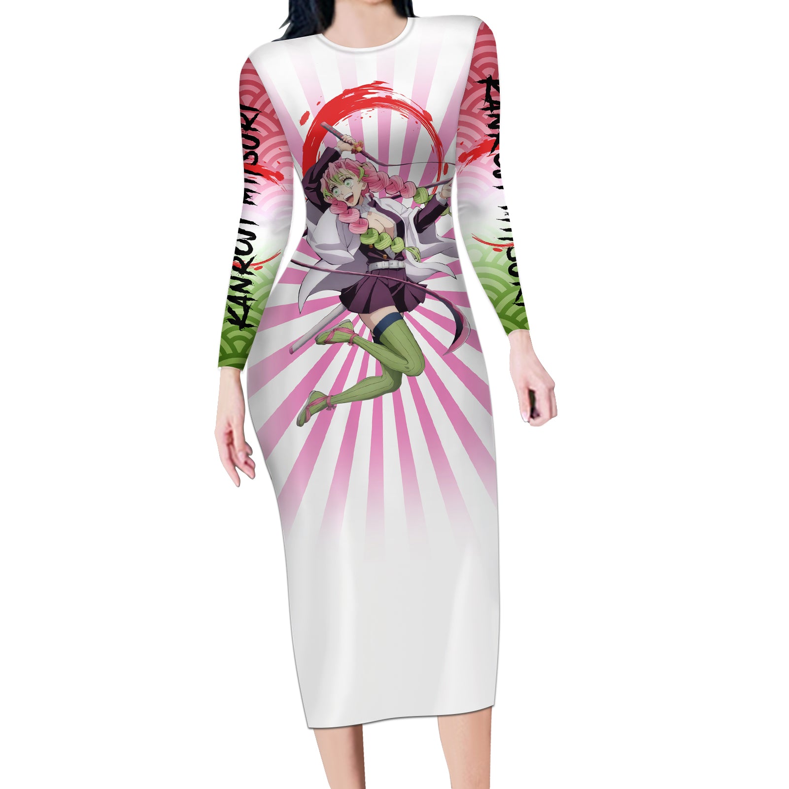 Kanroji Mitsuri Long Sleeve Bodycon Dress Demon Slayer