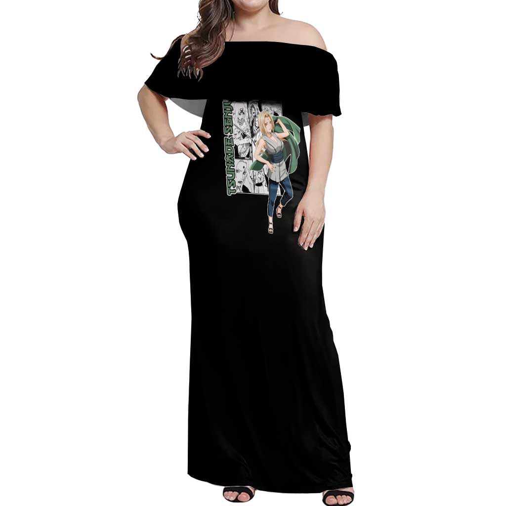 Tsunade Senju - Naruto Off Shoulder Maxi Dress Anime Mix Manga Style